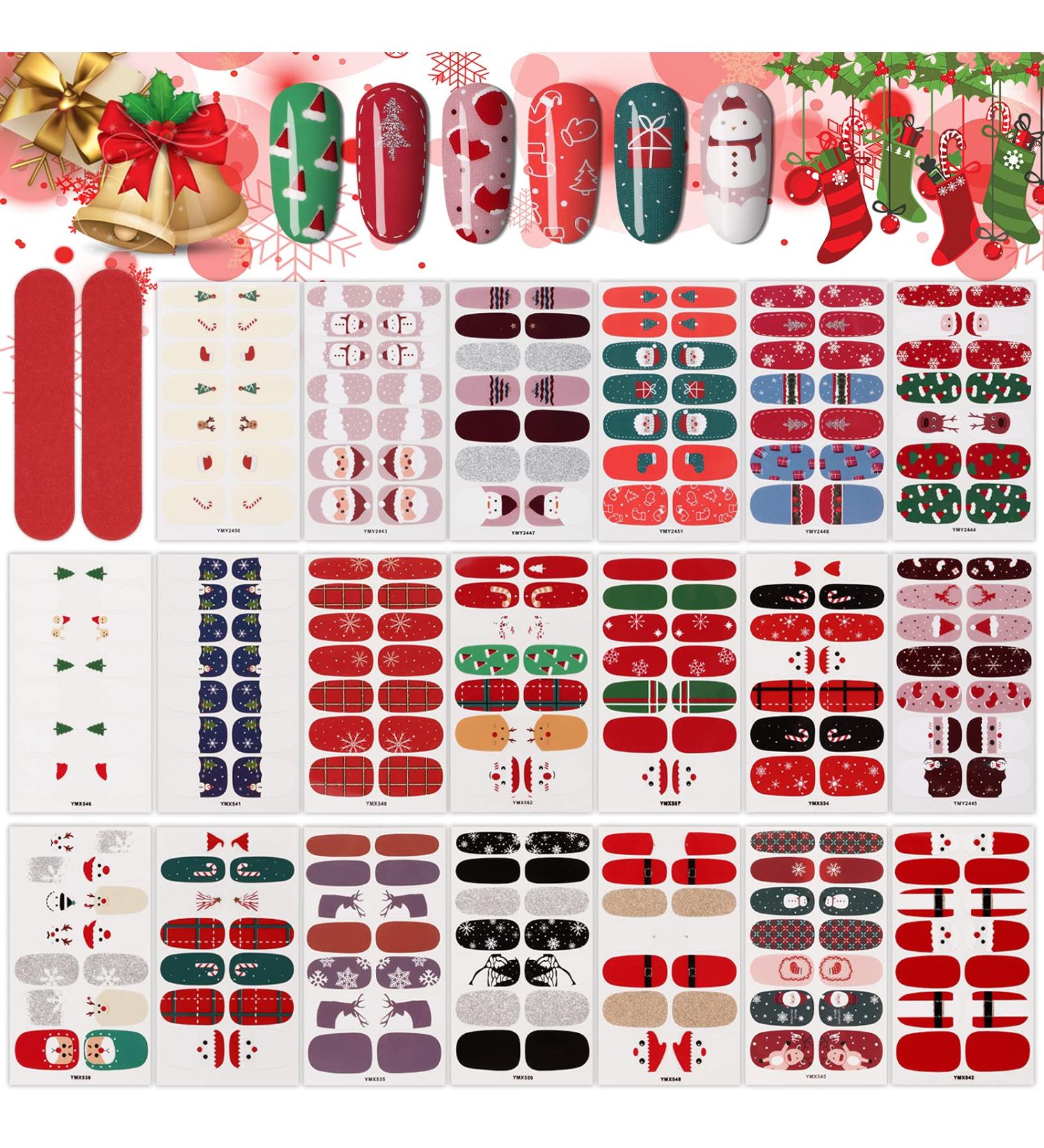 Kalolary Christmas Nail Polish Stickers - Santa Snowman Winter Nail Wraps with Nail Files - 20 Sheets for Festive Nail Art Decorations - Buy Online on GoSupps.com
