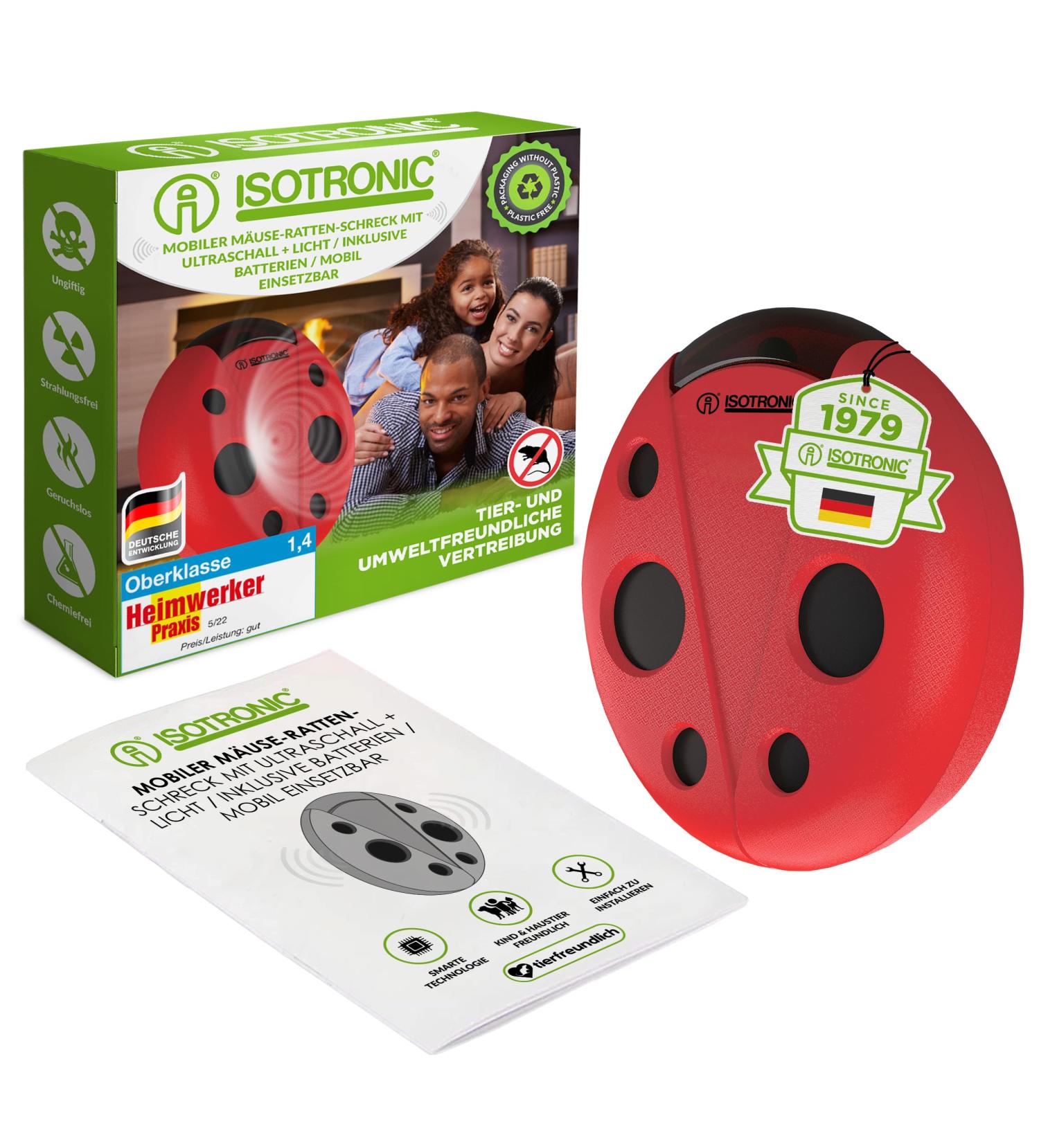 Buy ISOTRONIC Ultrasound Mouse Distributors Safe Battery-Operated Solution for Mice & Rats in Garden House Basement Attics Garages 30 m Coverage - Buy Online on GoSupps.com