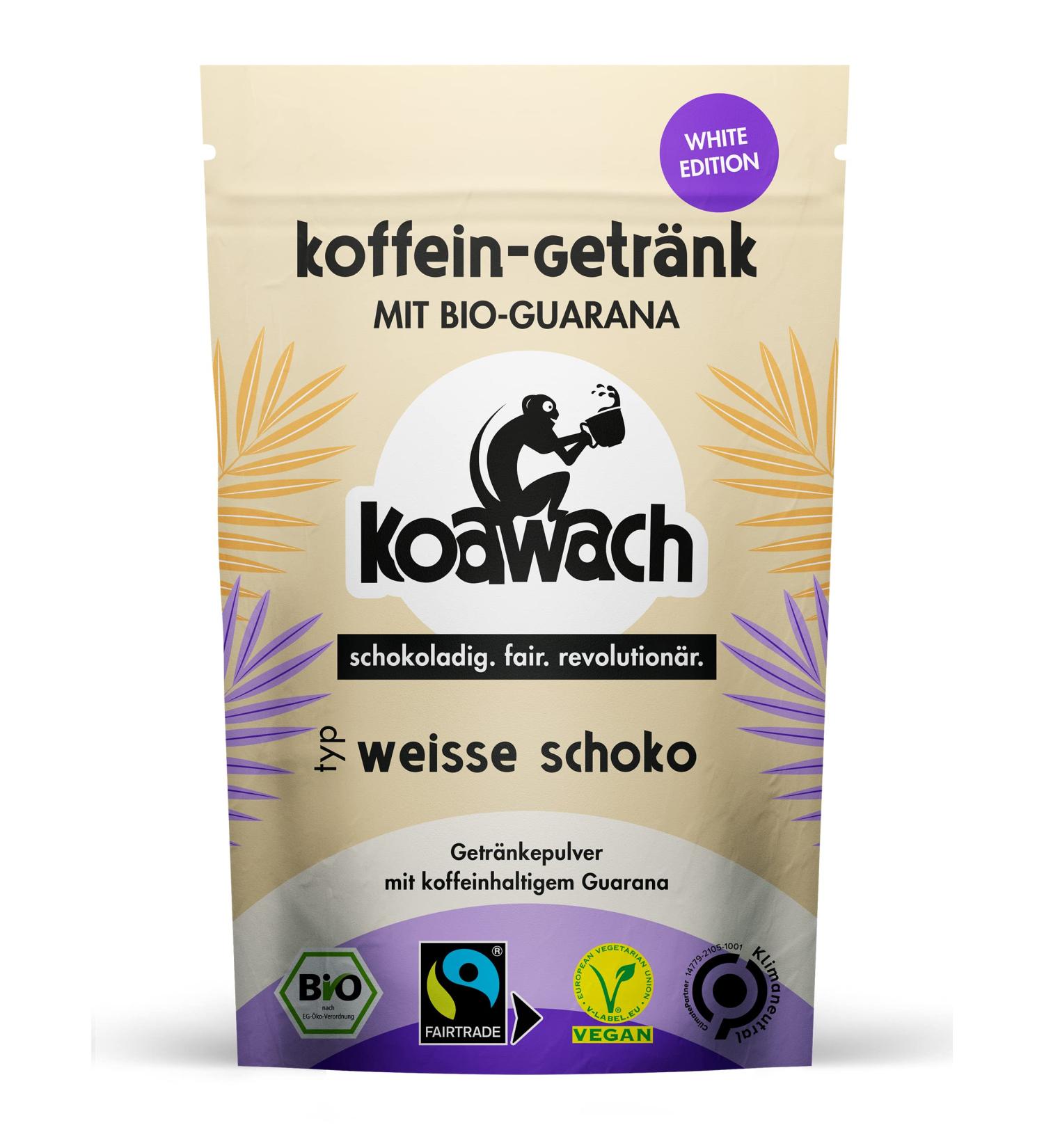  koawach Koawach White Chocolate Powder - Organic Vegan Chocolate with Guarana Caffeine - Hot or Cold White Chocolate - Energy Drink Powder - Buy Online on GoSupps.com
