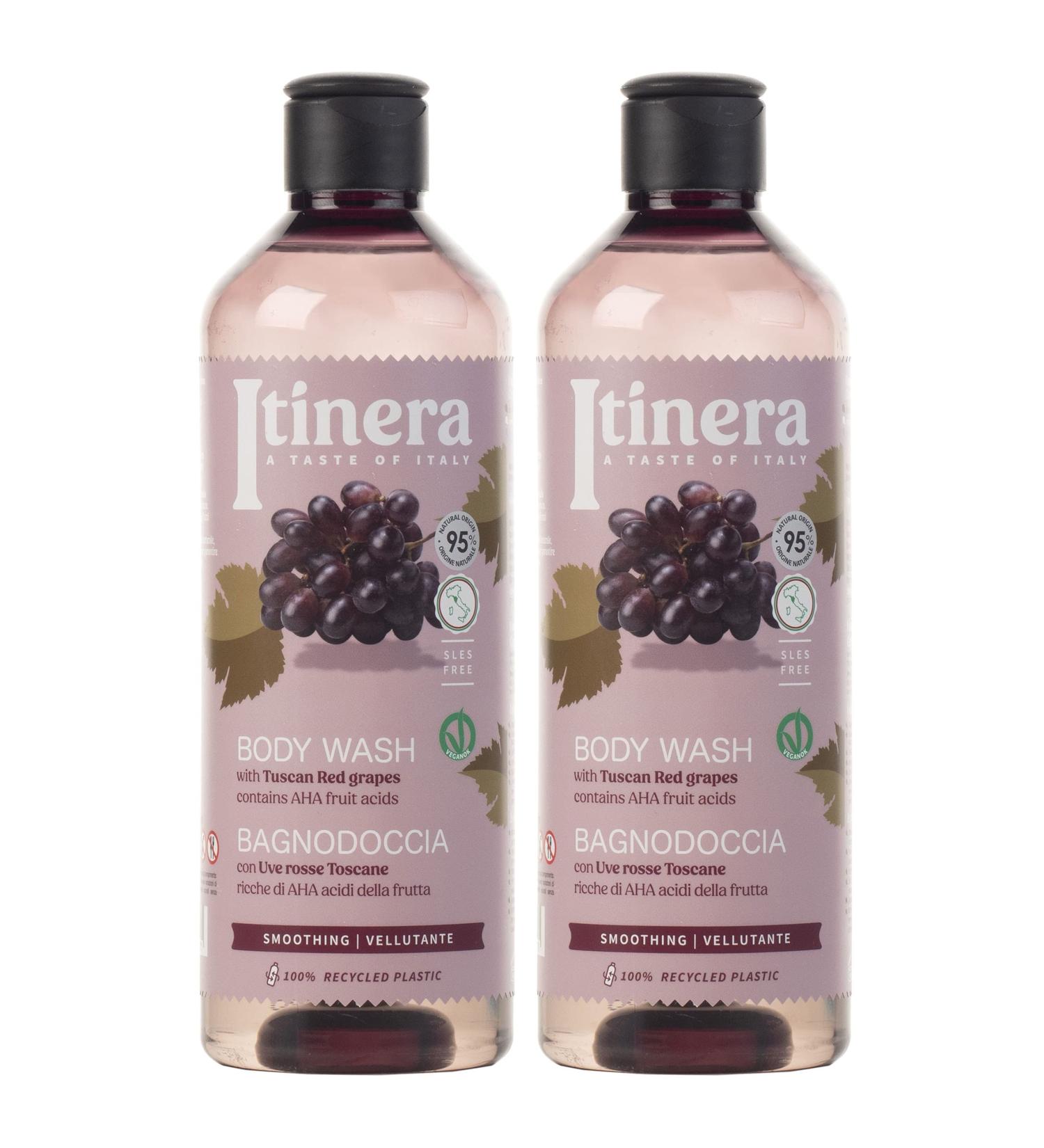  sarcia.eu ITINERA - Smoothing Body Wash with Tuscan Red Grapes 95% natural ingredients 370 ml 2 pieces - Buy Online on GoSupps.com
