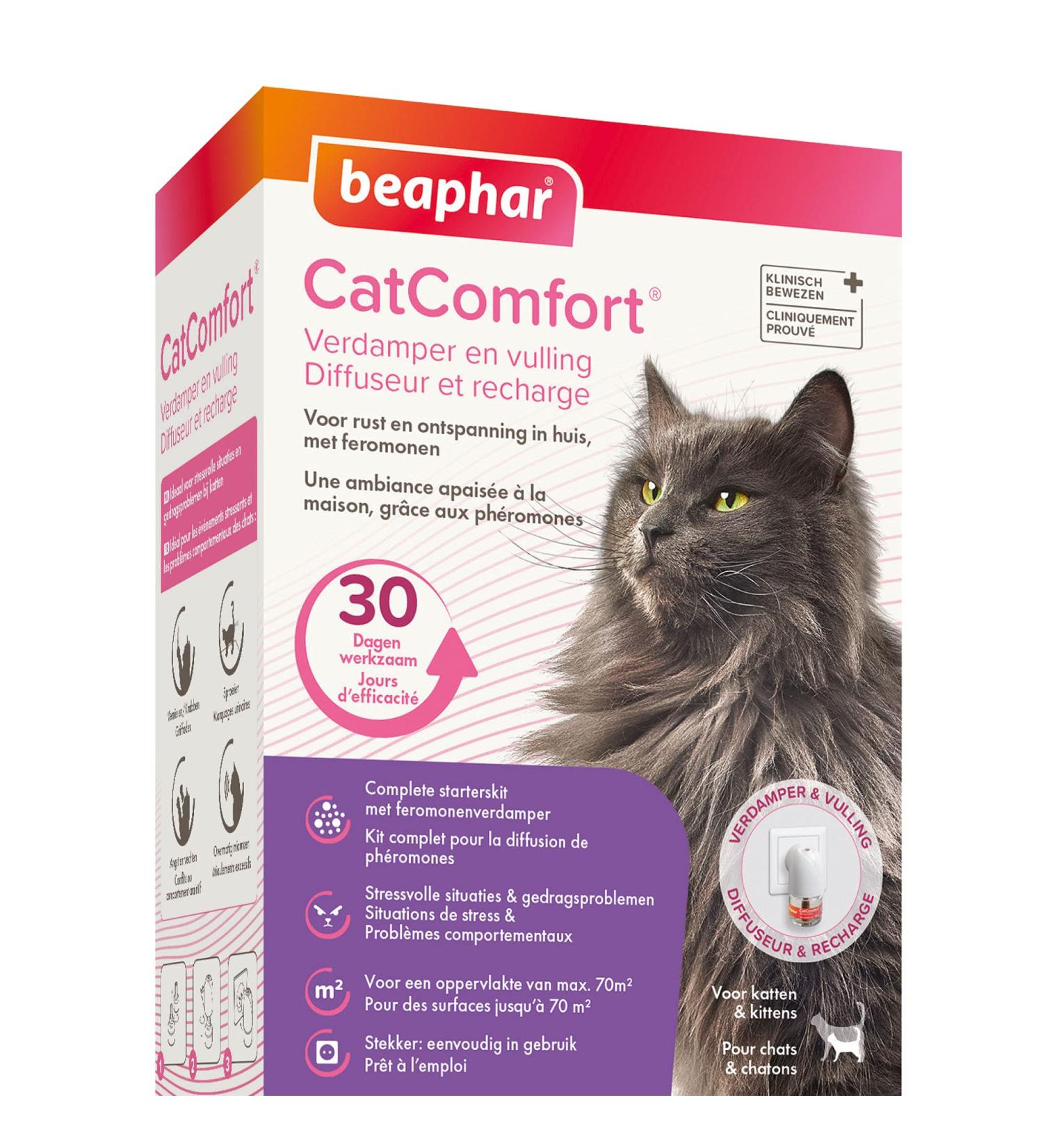 BEAPHAR CATCOMFORT - Electric pheromone diffuser for cats - Reduces stress and unwanted behavior without dependency or drowsiness - 1 plug and 1 refill of 48 ml - Buy Online on GoSupps.com