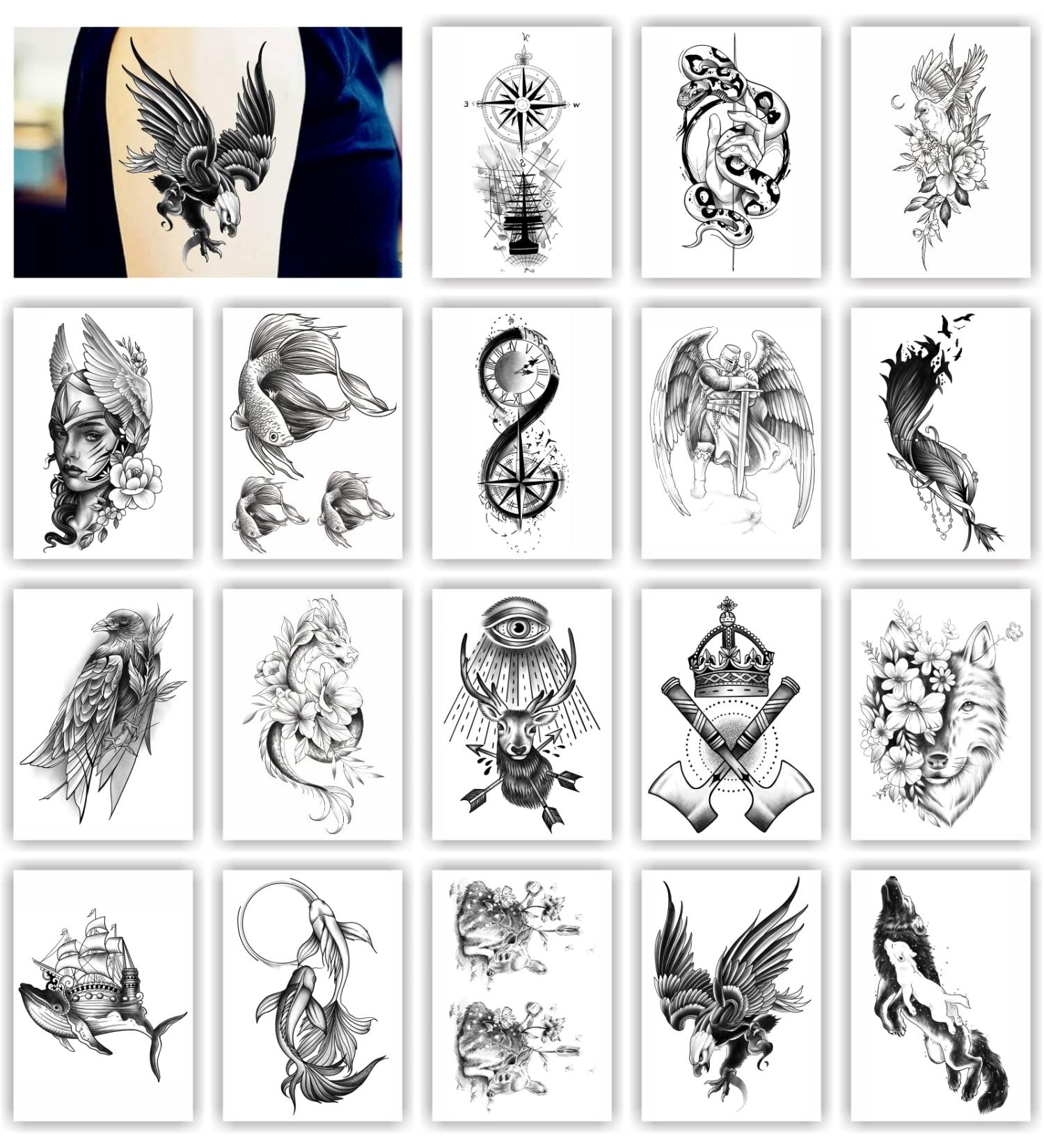 Womaha Plain Color Series A5 Temporary Tattoos - 18 Sheets Matte Fake Tattoo Stickers for Adults - Buy Online on GoSupps.com