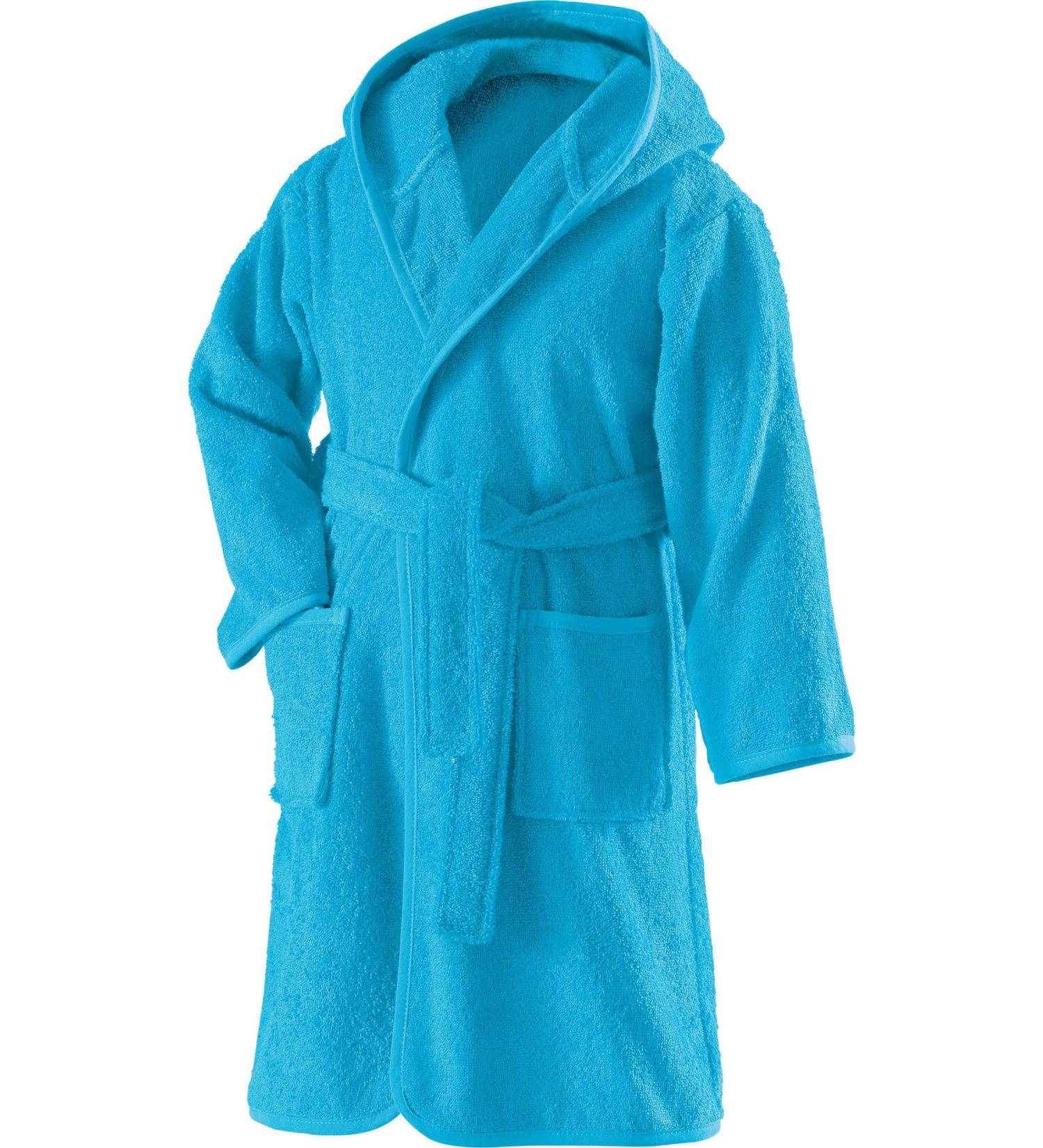 Erwin M ller Children's Bathrobe with hood Uni Frottier turquoise size 158/164 - soft fluffy strong suction -strong with binding belt and bags 100% cotton (other colors sizes) bathrobe 158/164 Turquoise