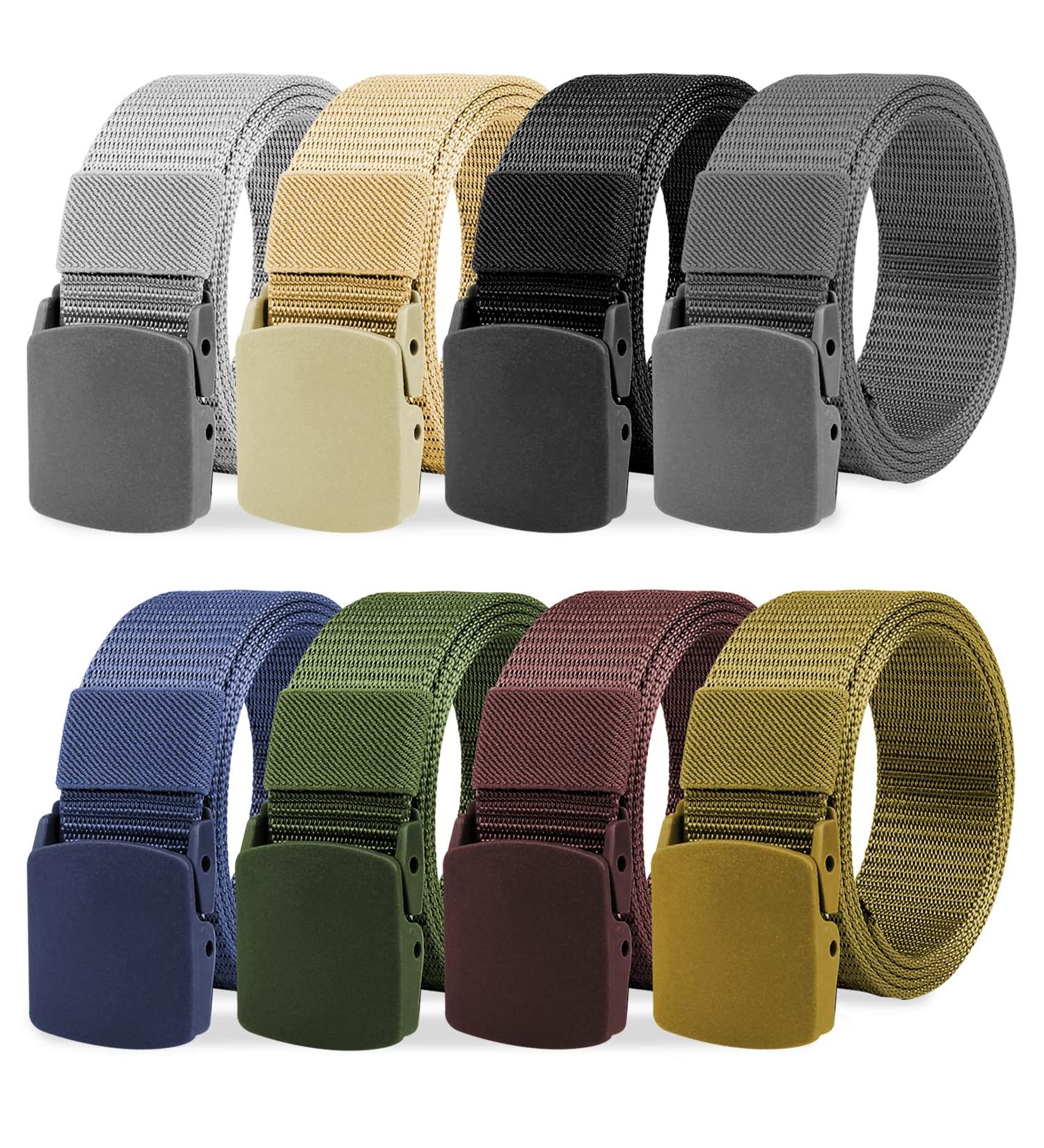 Nylon Military Tactical Web Belt with Plastic Buckle - 8 Pack, Outdoor Belt for All Sizes - Buy Online on GoSupps.com