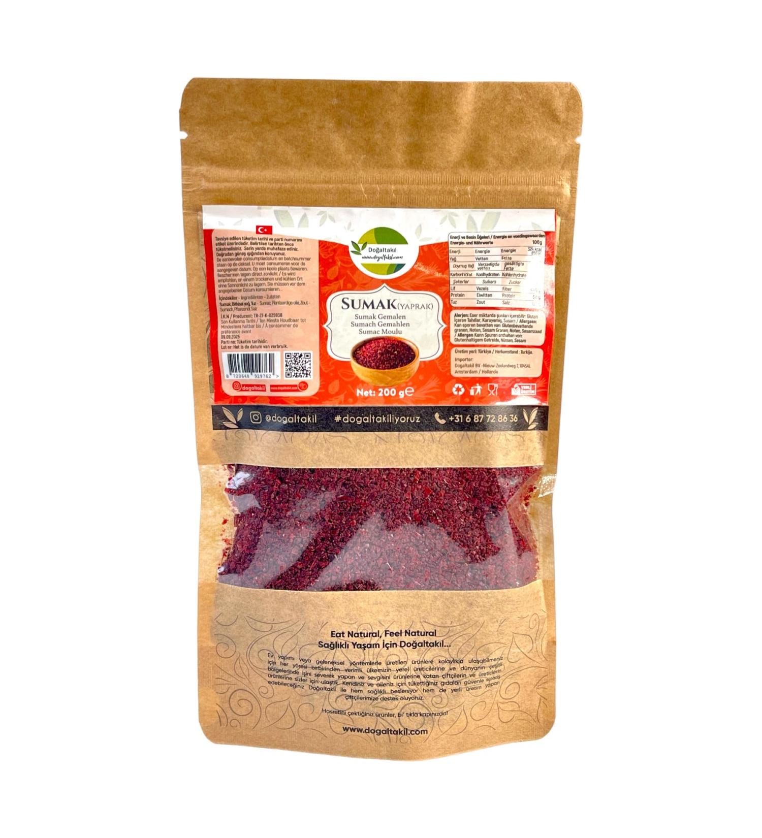 Sumac Spice (200g) Sumac Powder Ground Sumac Vinegar Spice Lightly Dried and Ground Vegan Spice - Buy Online on GoSupps.com