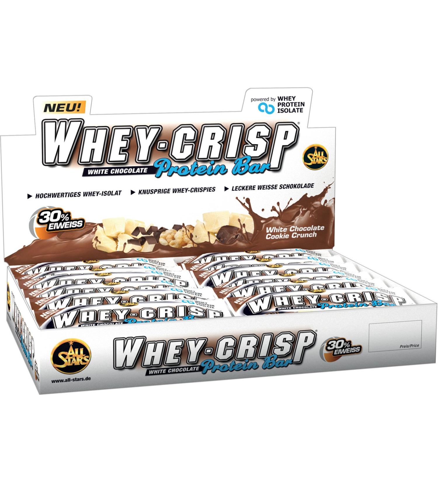 Buy All Stars Whey-Crisp Bar - White Chocolate Cookie Crunch (24 Pack) | Protein Snack for Fitness Enthusiasts | International Shipping Available - Buy Online on GoSupps.com