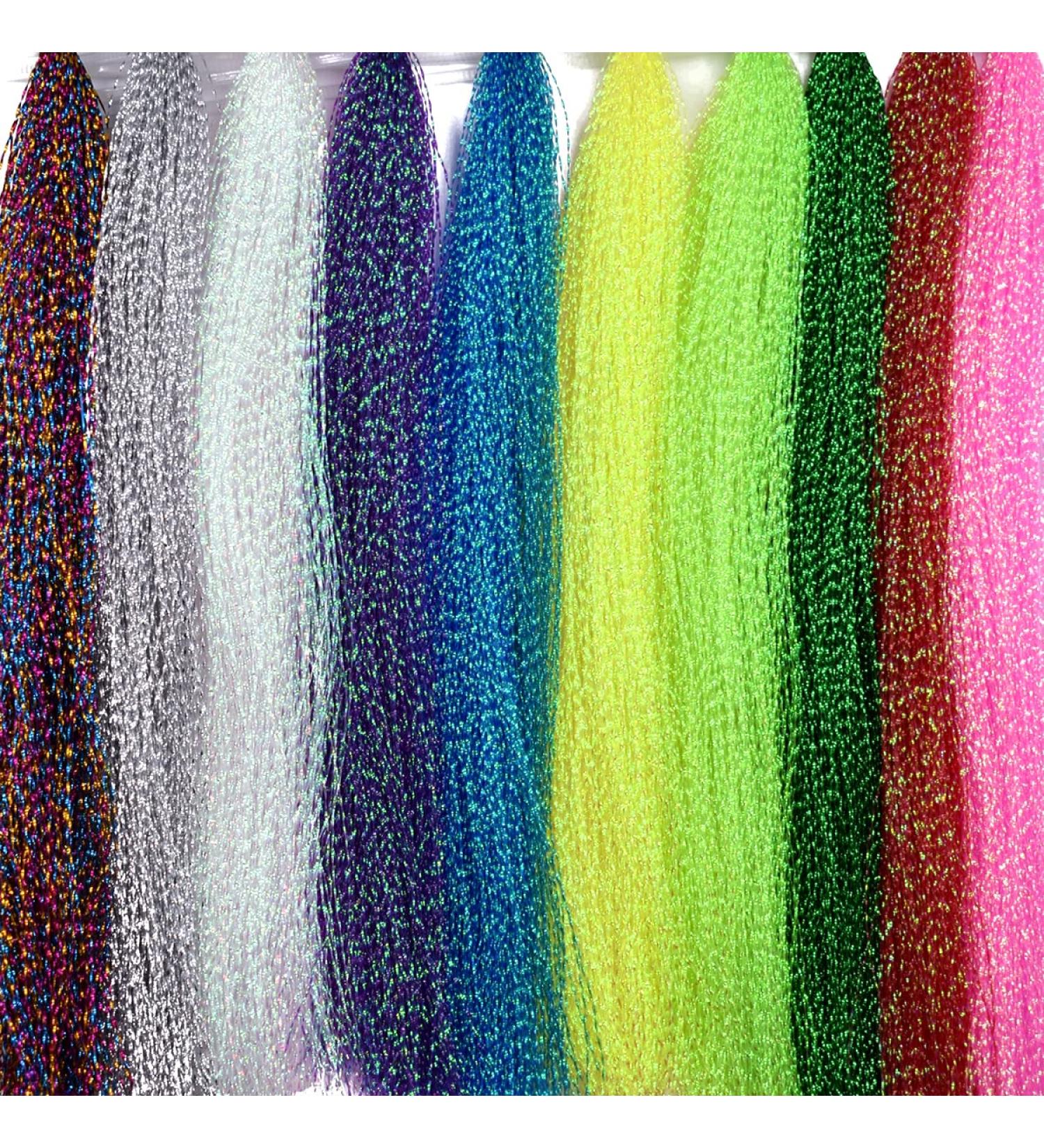 10 Packs Crystal Flash Fly Fishing Line Fly Tying Material for Fishing Lure Dry Flies 10 Packs Different Colors Set