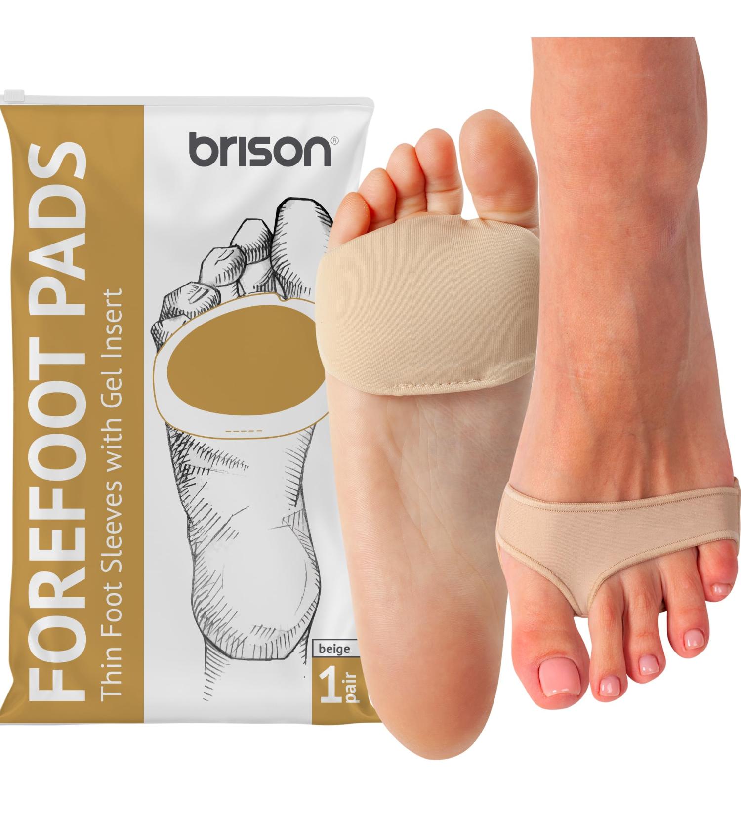 Brison Metatarsal Pads - Ball of Foot Cushion Sleeves for Metatarsalgia Pain Relief - Foot Health Care for Men and Women - Large, Beige - Buy Online on GoSupps.com