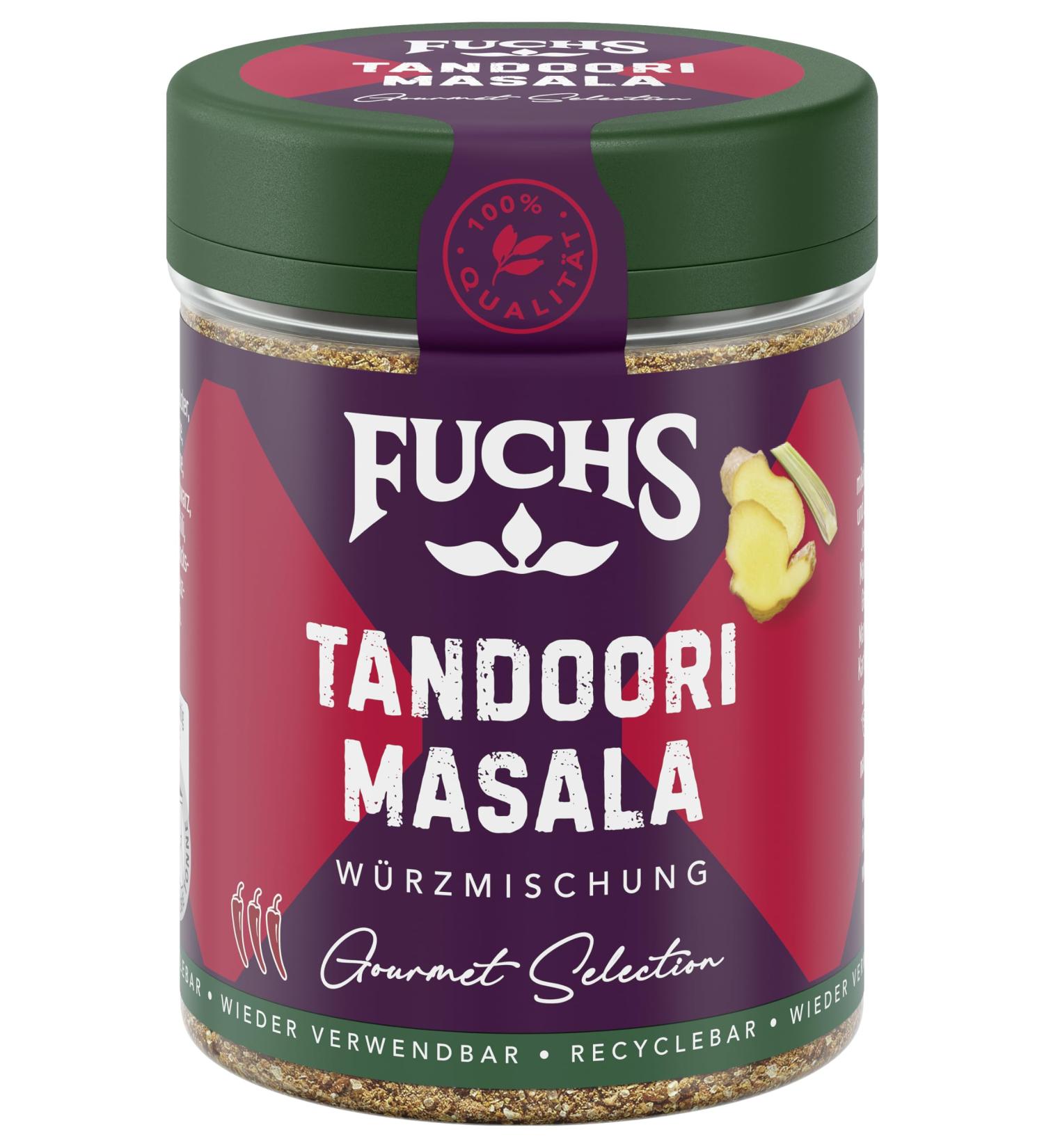 Fuchs Gourmet Selection Asia Tandoori Masala - Refillable Spice Mix for Meat & Vegan Dishes 80g - Buy Online on GoSupps.com