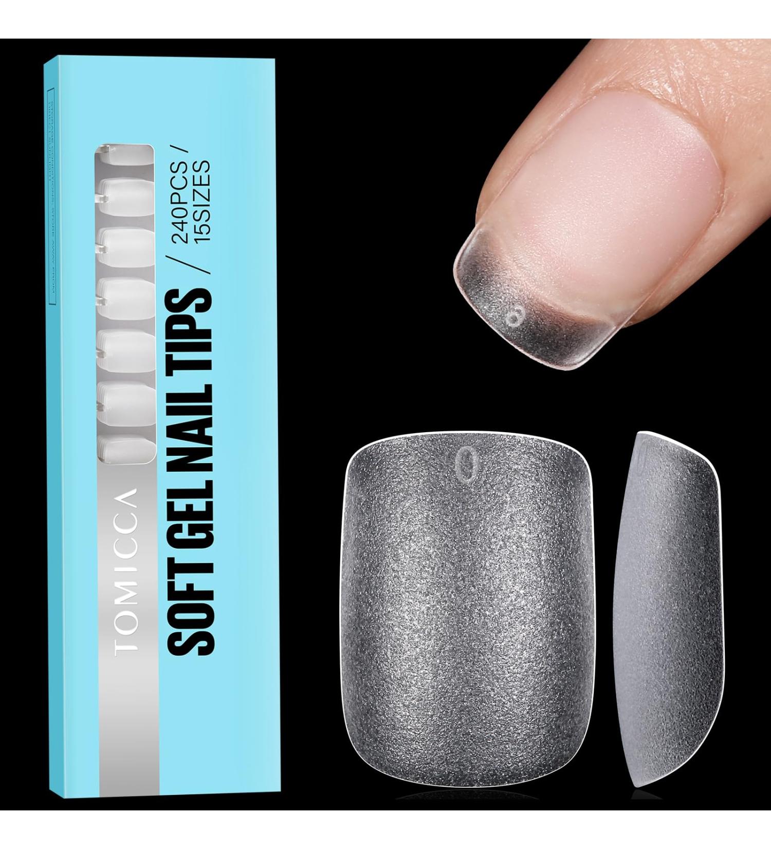 TOMICCA Extra Short Square Nail Tips Clear Nail Tips Natural False Nails Square French Acrylic Nails Artificial Nails Tips for Girls Women (240 Pcs 15 Sizes) 6.Extra Short Square - Buy Online on GoSupps.com