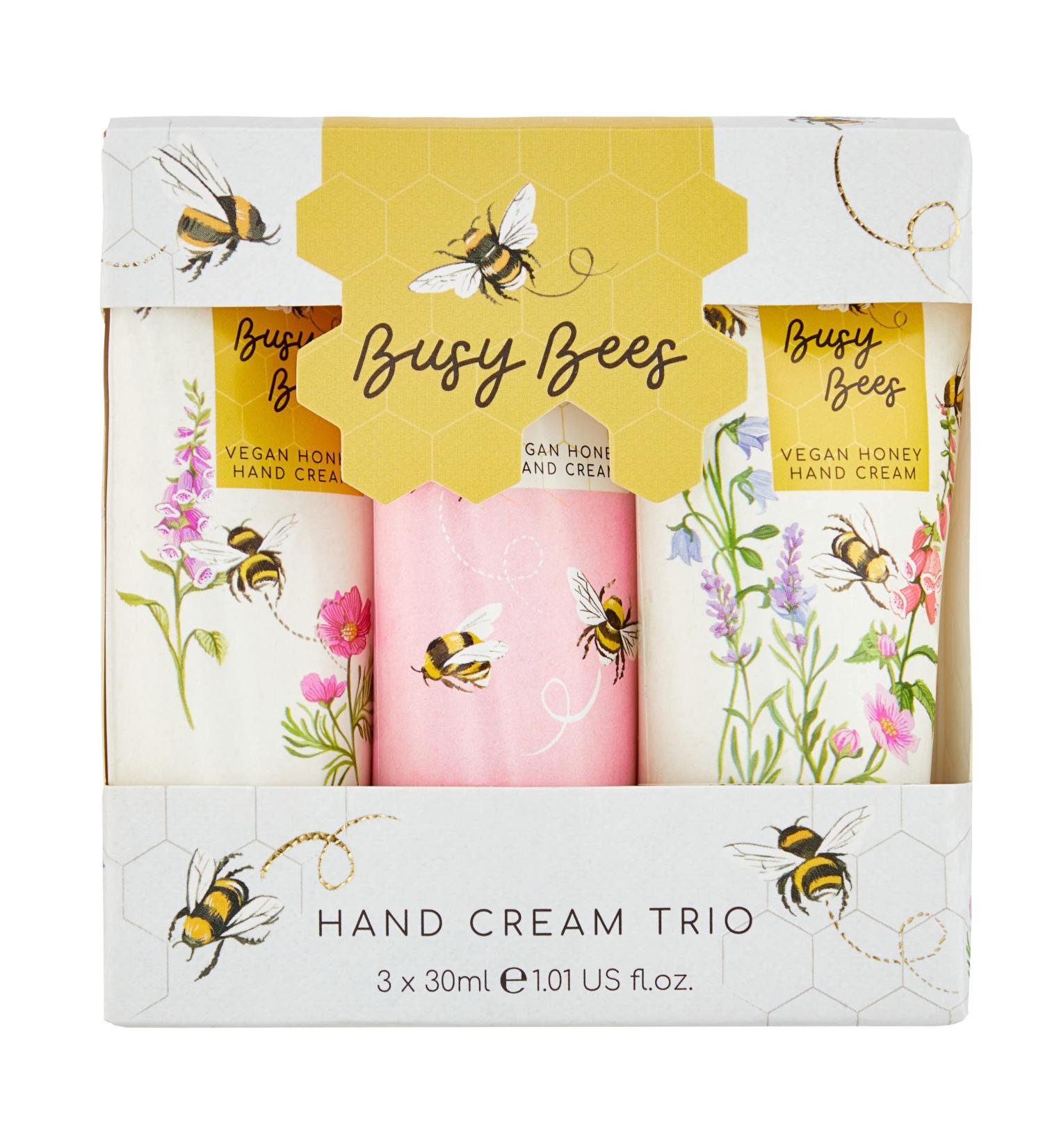 Heathcote & Ivory Busy Bees Hand Cream Trio Gift Set | 3 x 30ml | Soft & Scented Hands | Cruelty-Free & Vegan | Travel Size - Buy Online on GoSupps.com