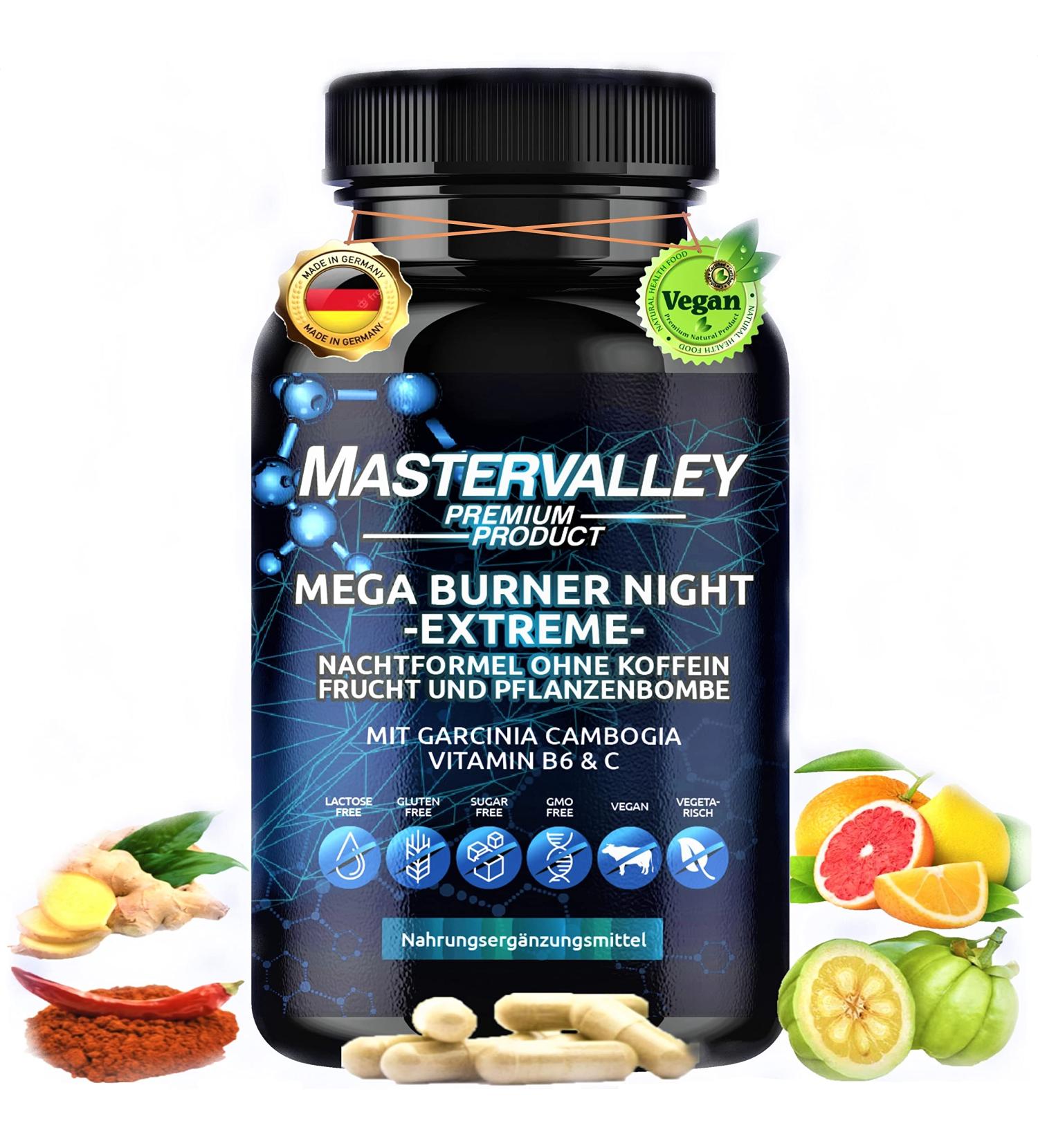 Mastervalley Mega Burner Night - Caffeine-Free Vegan Supplement | Night Burn Extreme | 120 Premium Capsules | Fruit & Plant Blend | Made in Germany - Buy Online on GoSupps.com