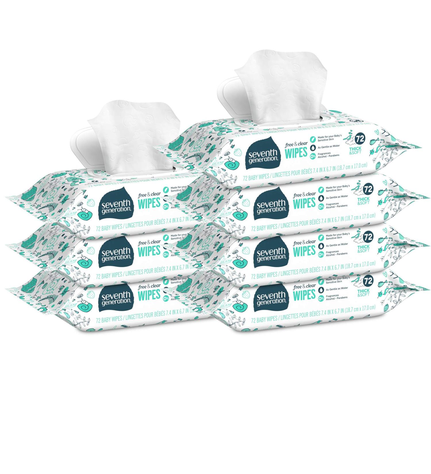 Seventh Generation Free & Clear Baby Wipes - 504 Count | Eco-Friendly & Safe for Sensitive Skin - Buy Online on GoSupps.com