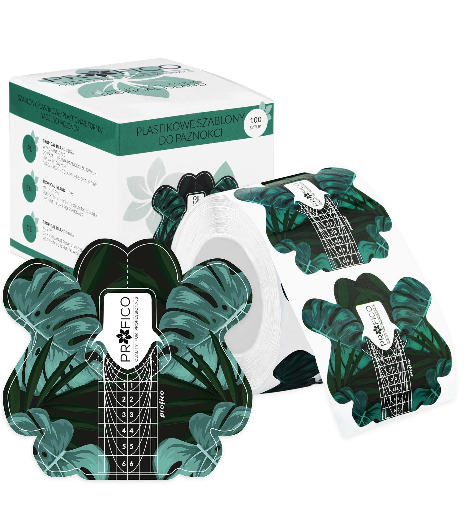 Profico Self-Adhesive Nail Templates - 100 Piece Tropical Island PVC Stencils for Nail Extensions - Buy Online on GoSupps.com