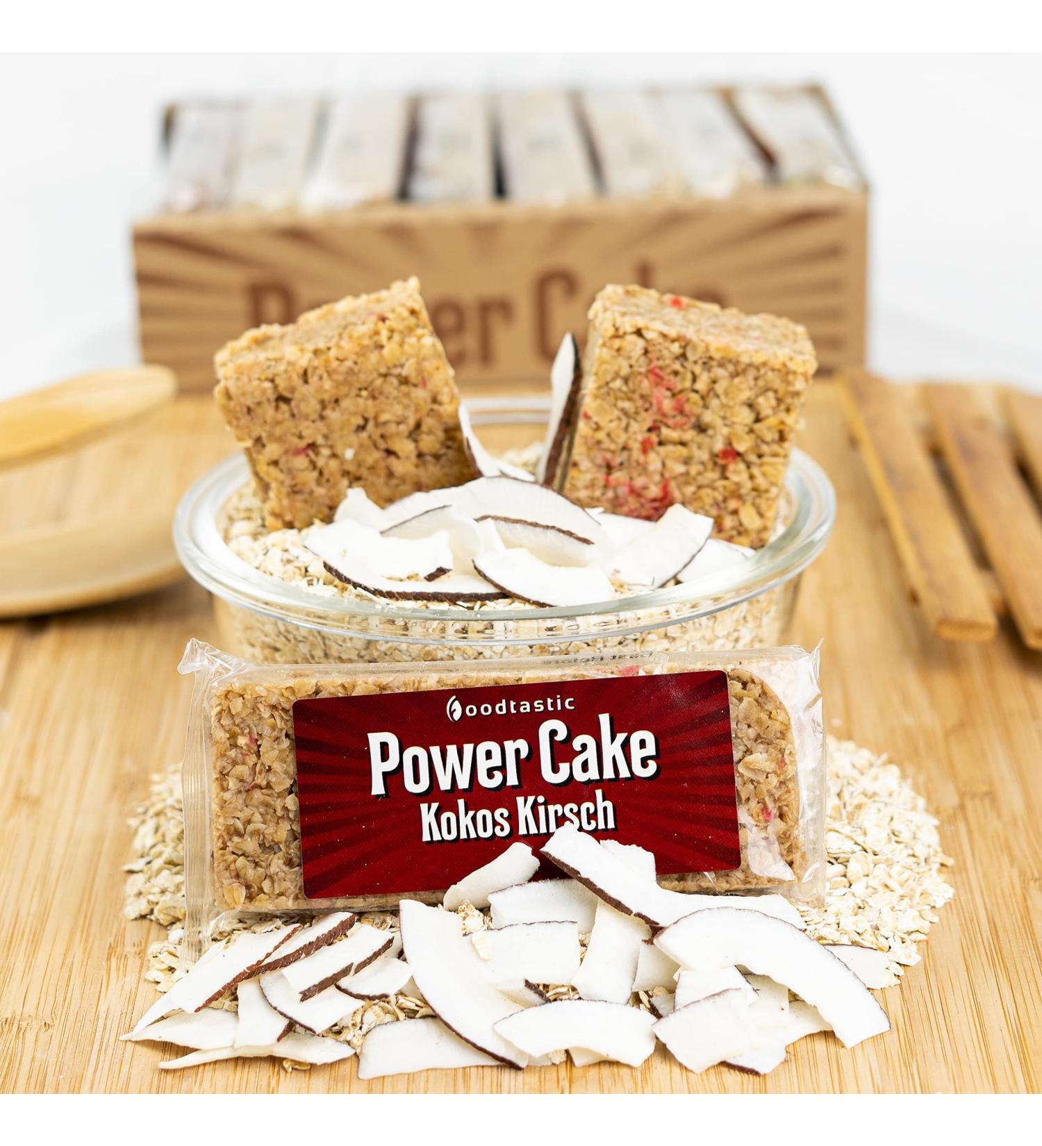 Foodtastic Power Cake Coconut Cherry | Handmade Oat Bars (10 x 120g) | Juicy Flapjack Energy Bars - Buy Online on GoSupps.com