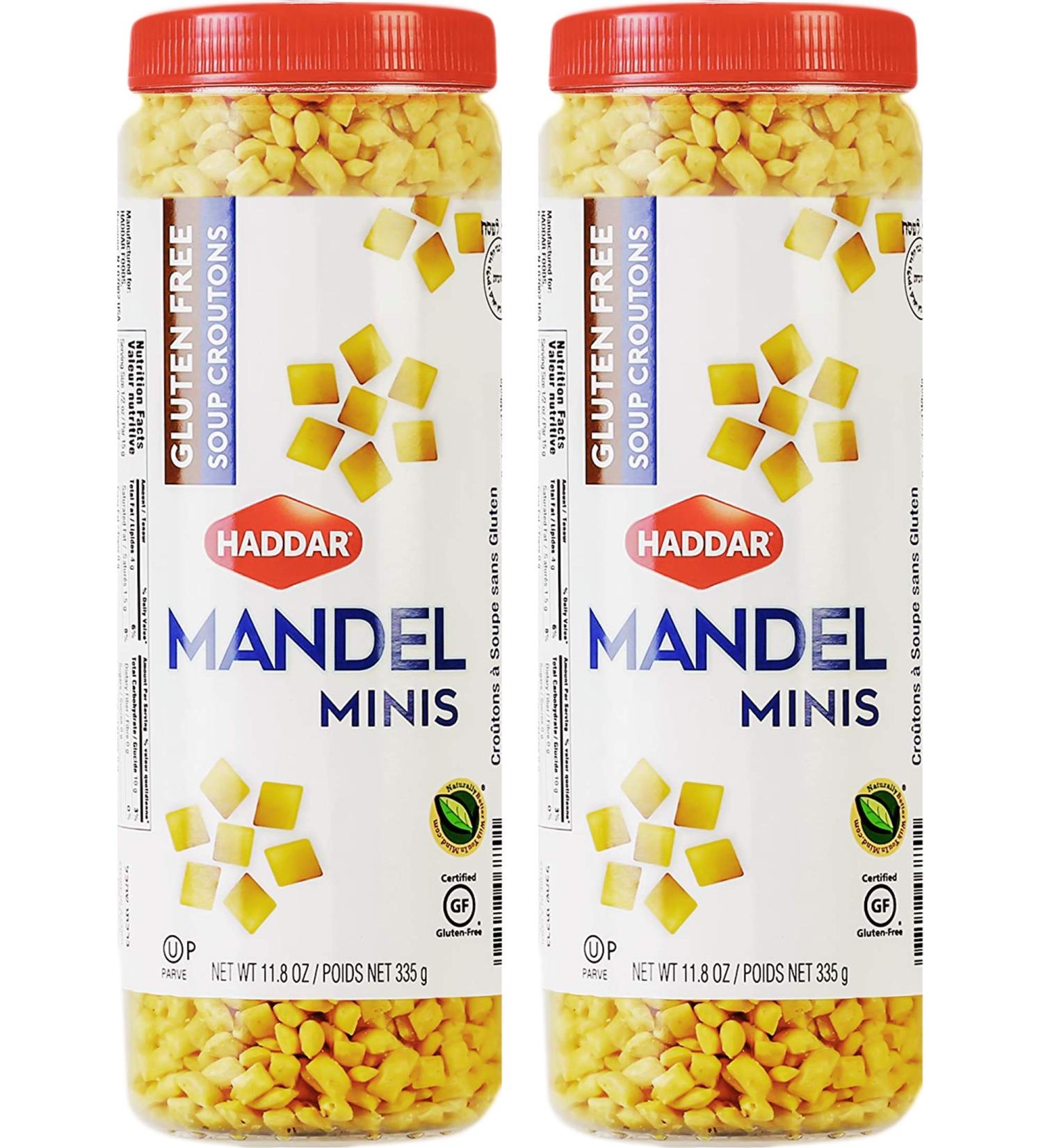 Haddar Gluten Free Soup Mandel Mini Croutons 11.8oz (2 Pack), All Natural, Zero Sugar, Kosher for Passover