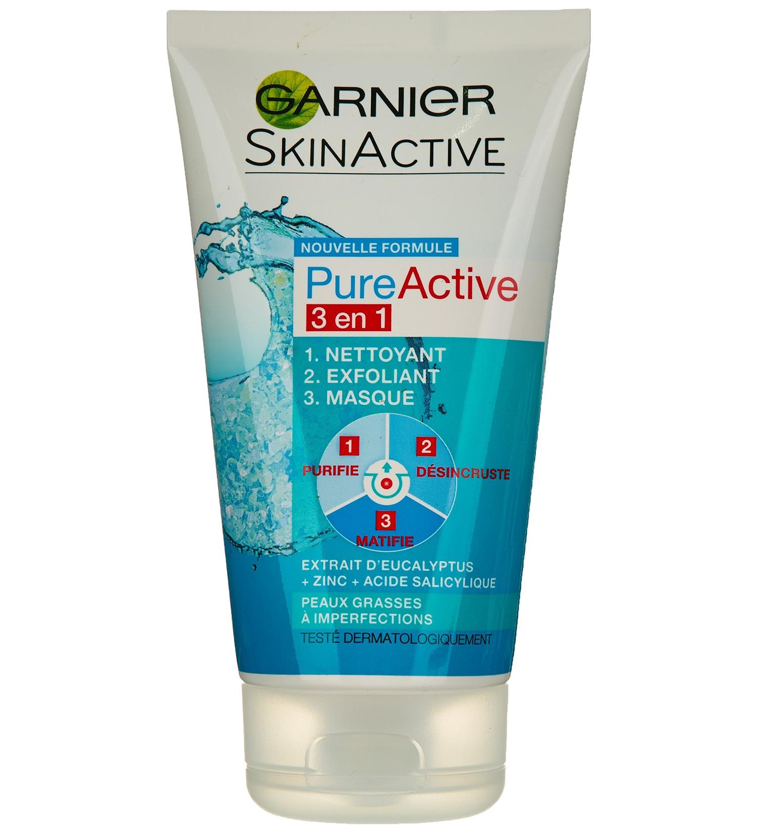 Garnier Pure Active 3-in-1 Facial Cleanser & Peeling Mask - Deep Clean Exfoliate Brighten - International Shipping Available - Buy Online on GoSupps.com