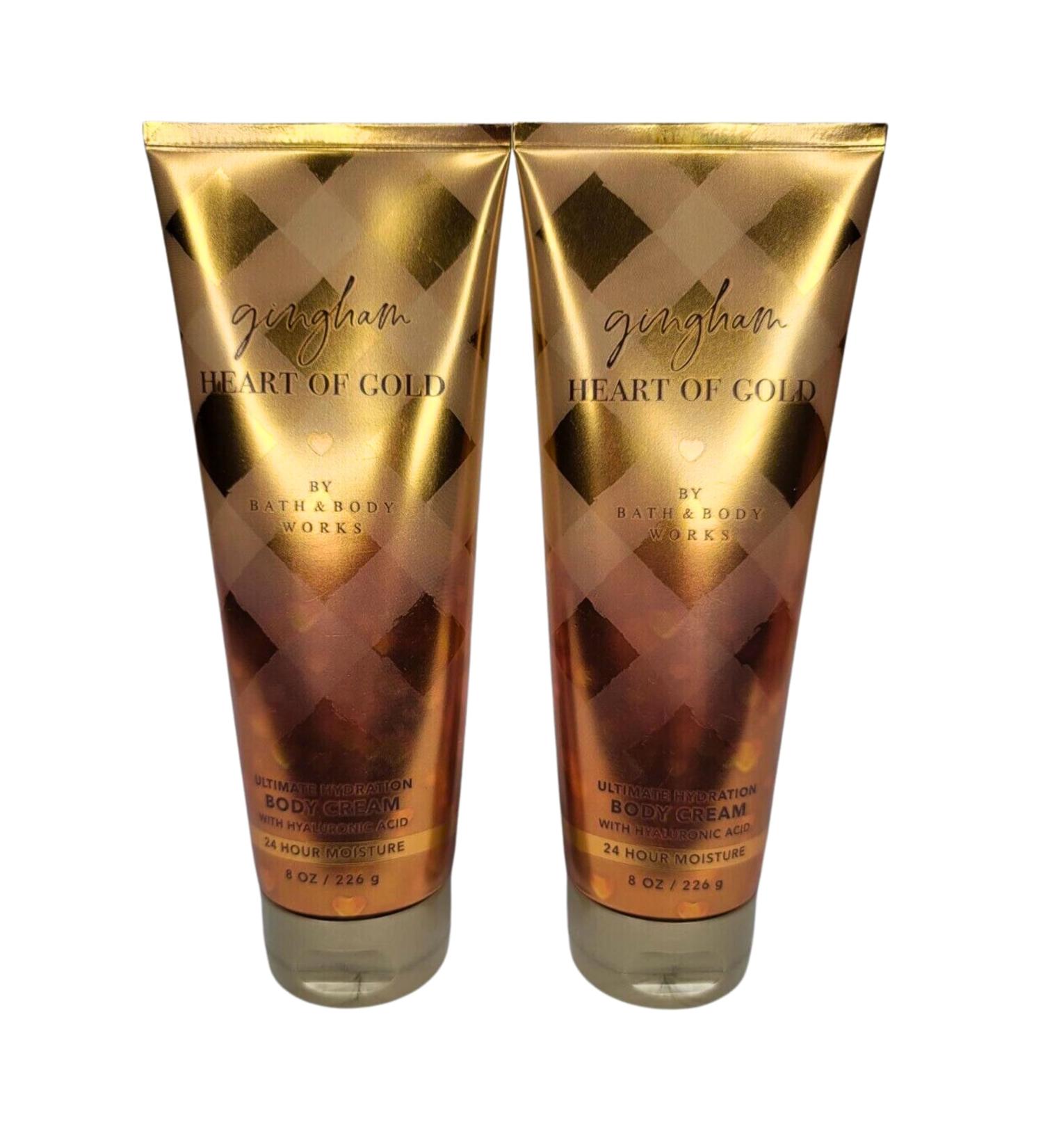 Bath & Body Works Body Cream Gift Set of 2 8oz Each (Gingham Heart of Gold)