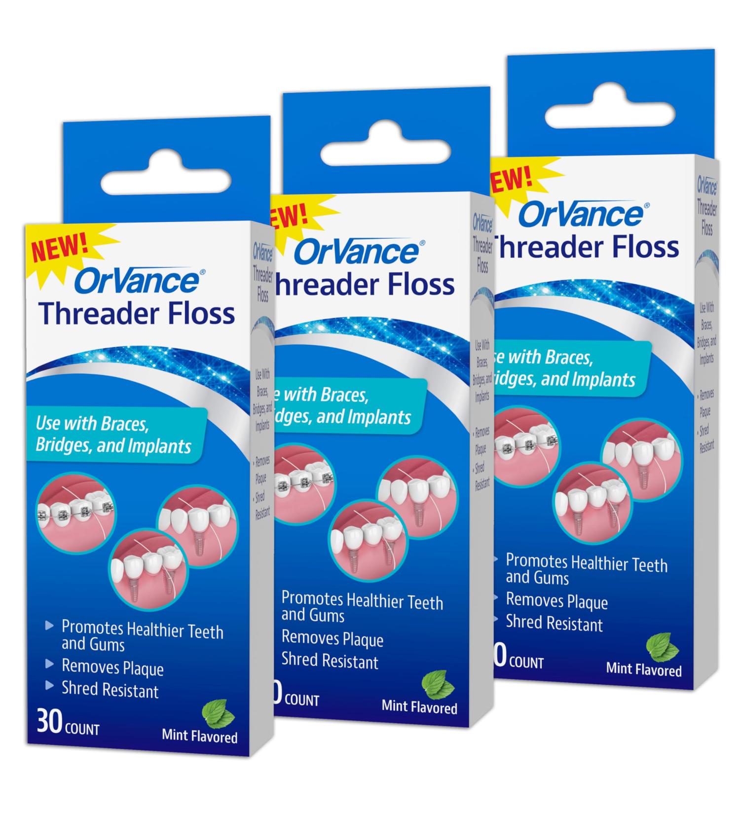 Threader Floss for Braces Bridges & Implants - 30 Count Pack of 3 | Easy & Effective Plaque Remover | On-The-Go Floss - Buy Online on GoSupps.com