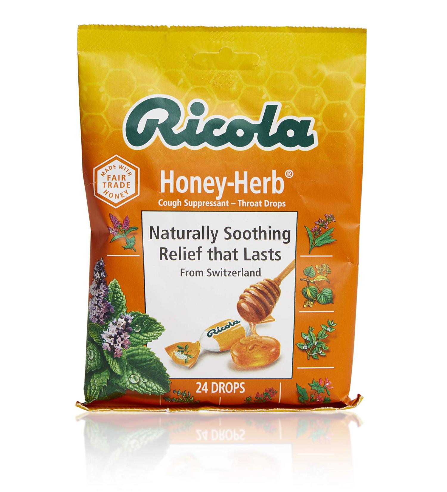 Ricola Natural Honey Herb Cherry Drops - 24 Count Pack - Buy Online on GoSupps.com