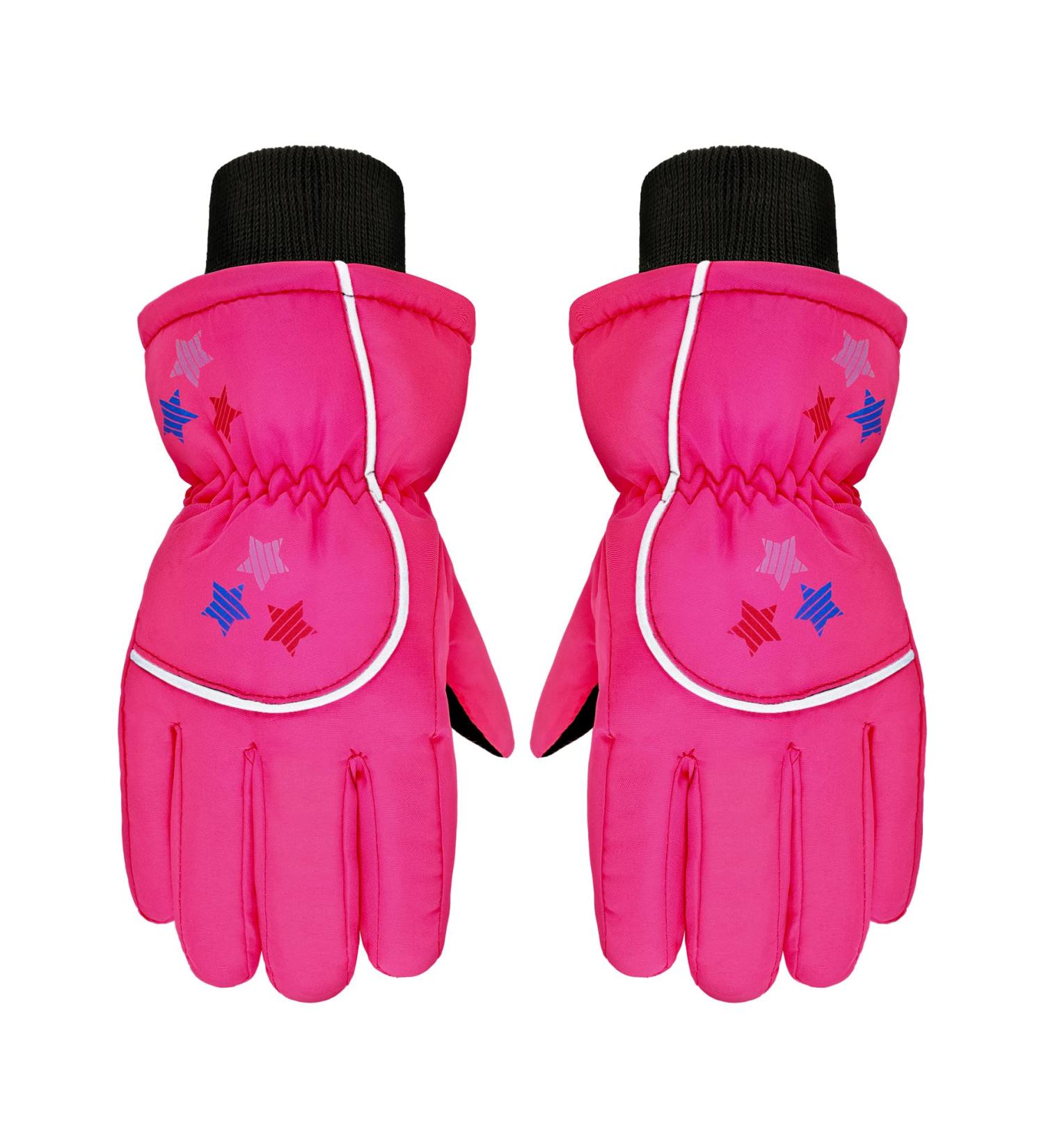 Kids Snow Ski Gloves - Waterproof & Warm Mittens for Girls and Boys | Rose Red | Ages 3-6 Years - Buy Online on GoSupps.com
