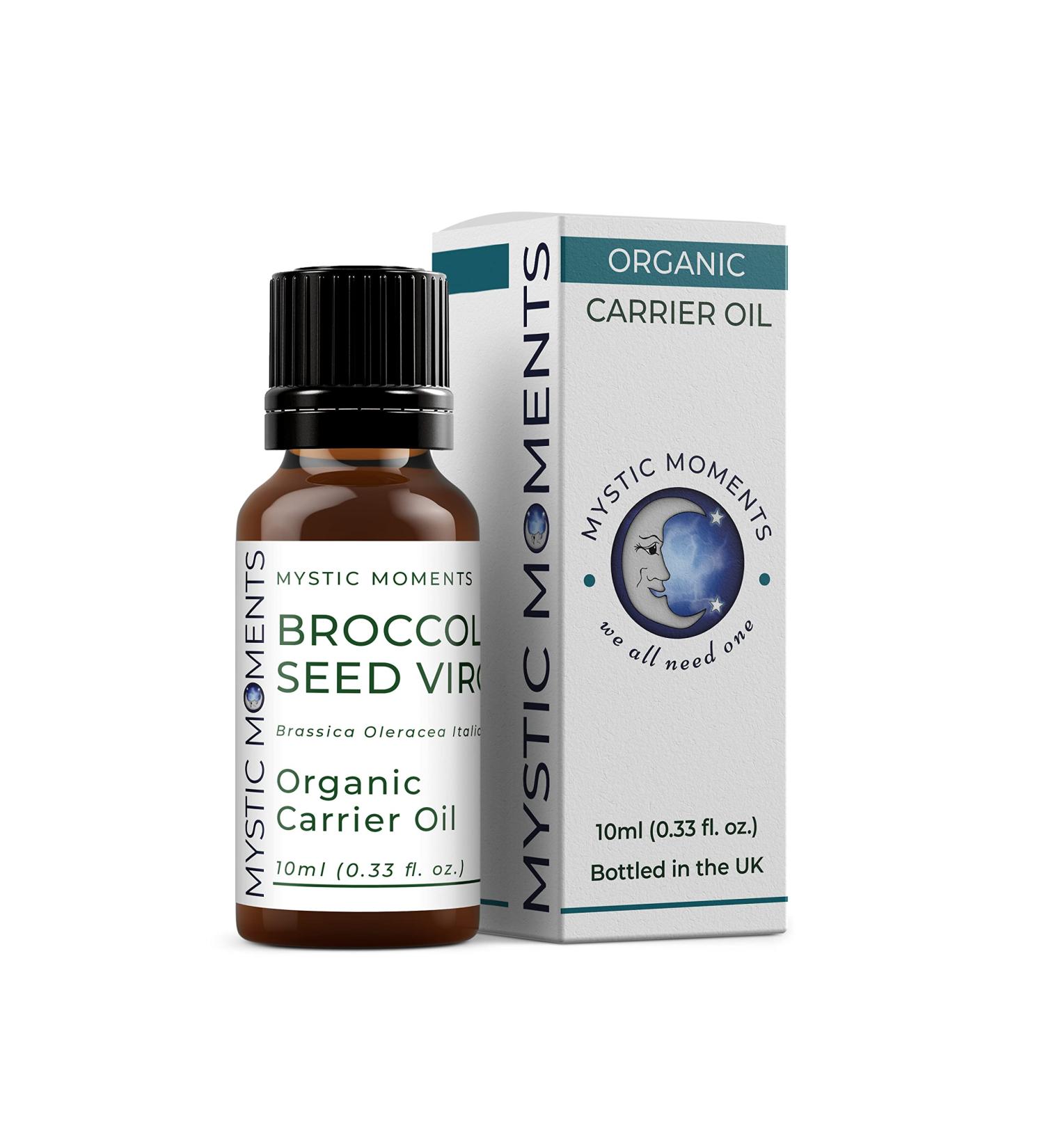 Bio Brokkoli Oil 10ml - Pure & Natural Vegan Carrier Oil for Hair Face Nails | Aromatherapy Massage & Dilution - Mystic Moments - Buy Online on GoSupps.com