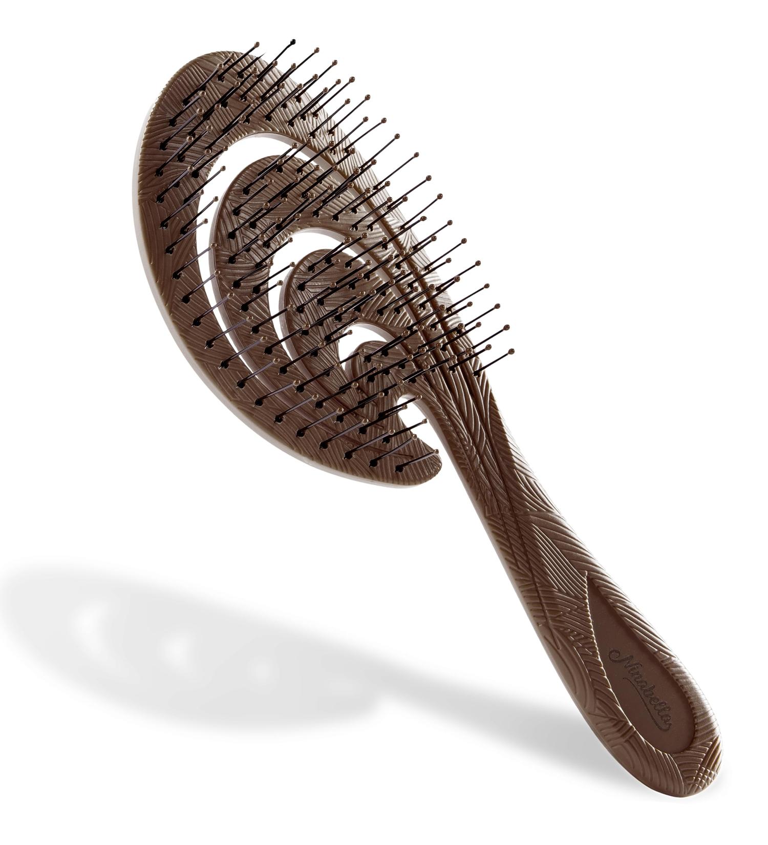 Ninabella Bio Hairbrush - Sustainable Detangler for Curls Long & Wet Hair - Eco-friendly & Recycled Material - Perfect for Women Men & Children - Darkwang Chocolate Brown - Buy Online on GoSupps.com