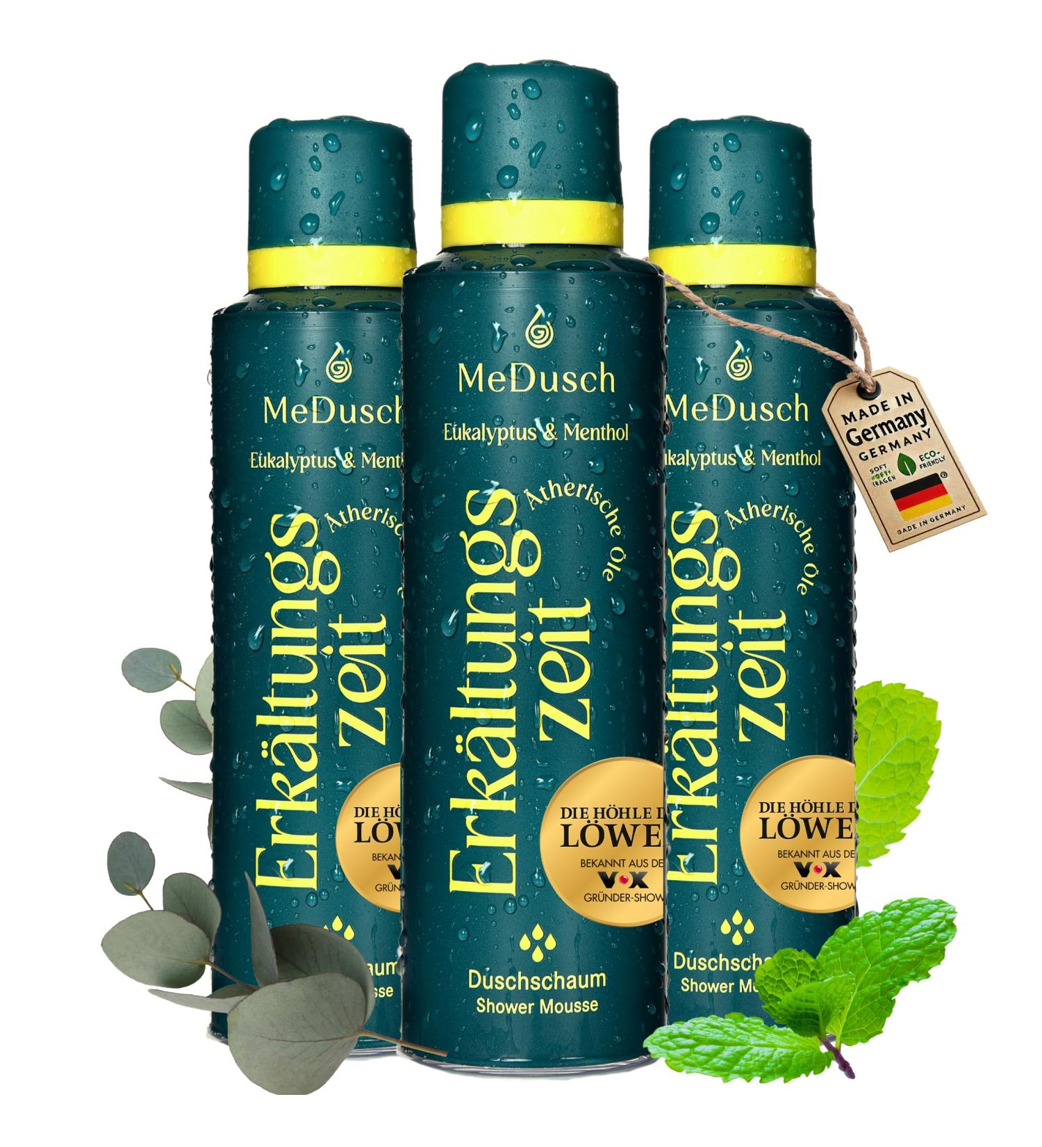 MeDusch Shower foam cold time 200 ml the cold bath for the shower Made in Germany cold shower with menthol and eucalyptus oil natural and sustainable 200 ml pack of 3 - Buy Online on GoSupps.com