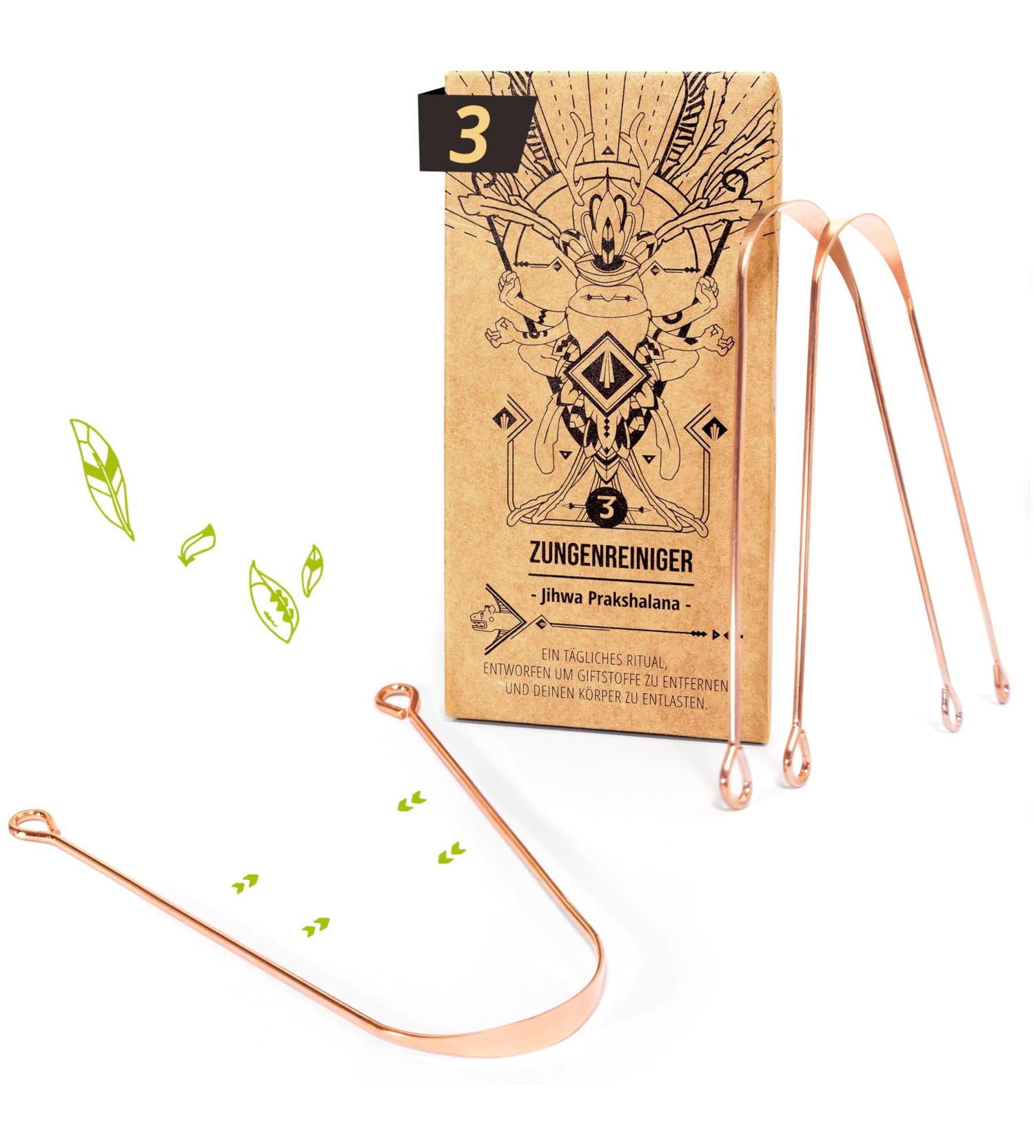 Nature Nerds Copper Tongue Cleaner Set (3 Pieces) | Ayurvedic Detox & Plastic-Free Oral Hygiene - Buy Online on GoSupps.com