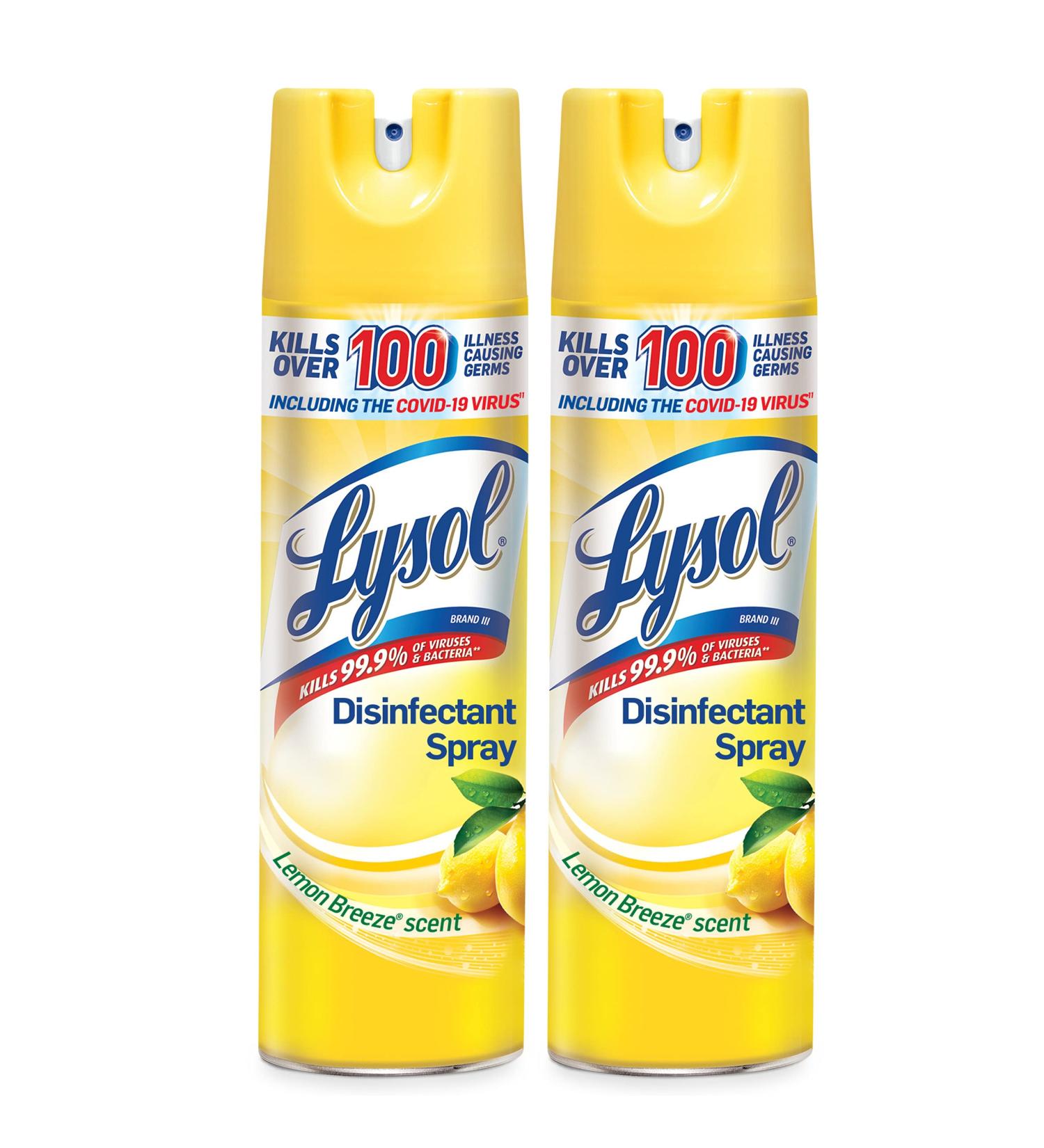 Lysol Disinfectant Spray 19oz, Lemon Breeze - Pack of 2 - Buy Online on GoSupps.com