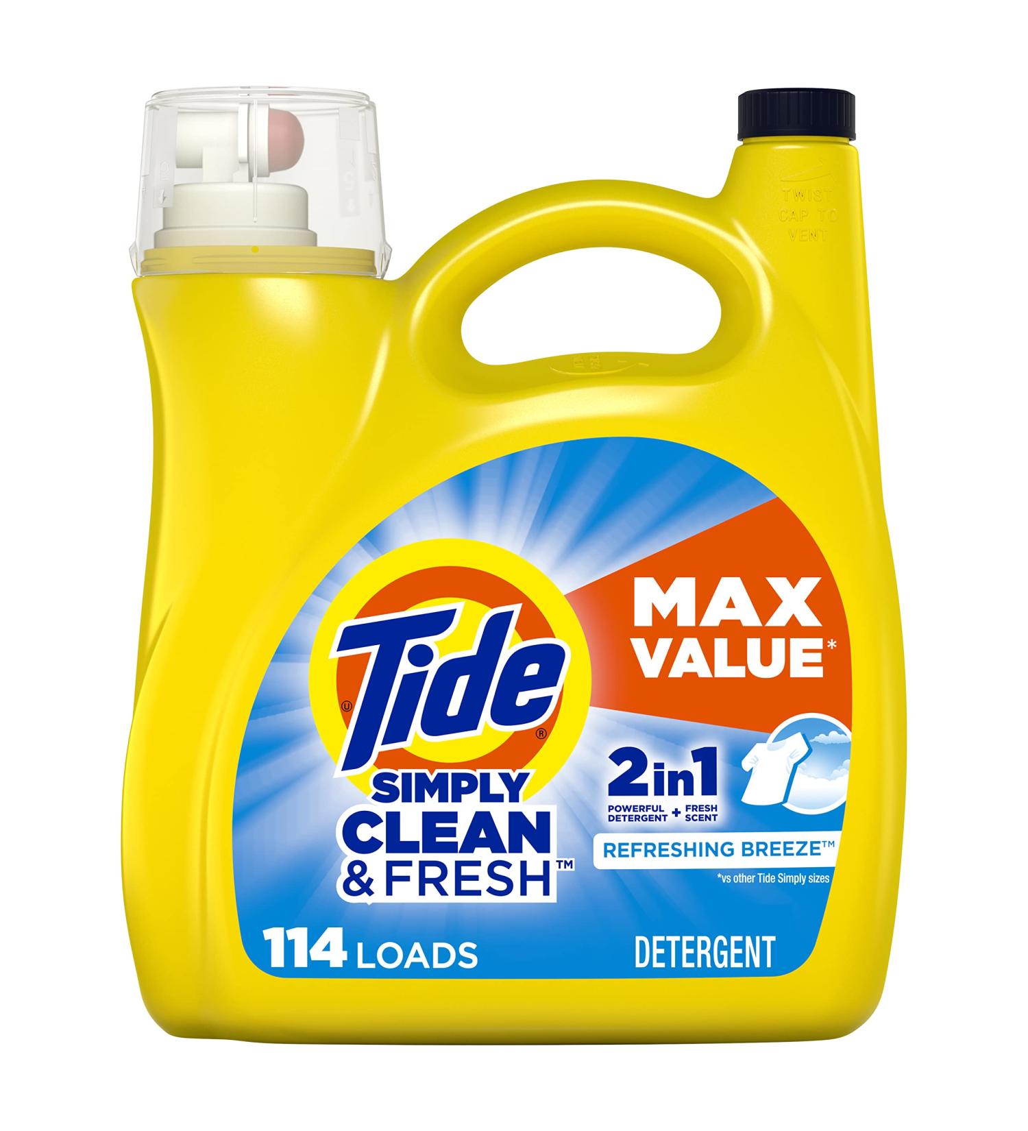 Tide Simply Liquid Laundry Detergent, Refreshing Breeze - 114 Loads - Buy Online on GoSupps.com
