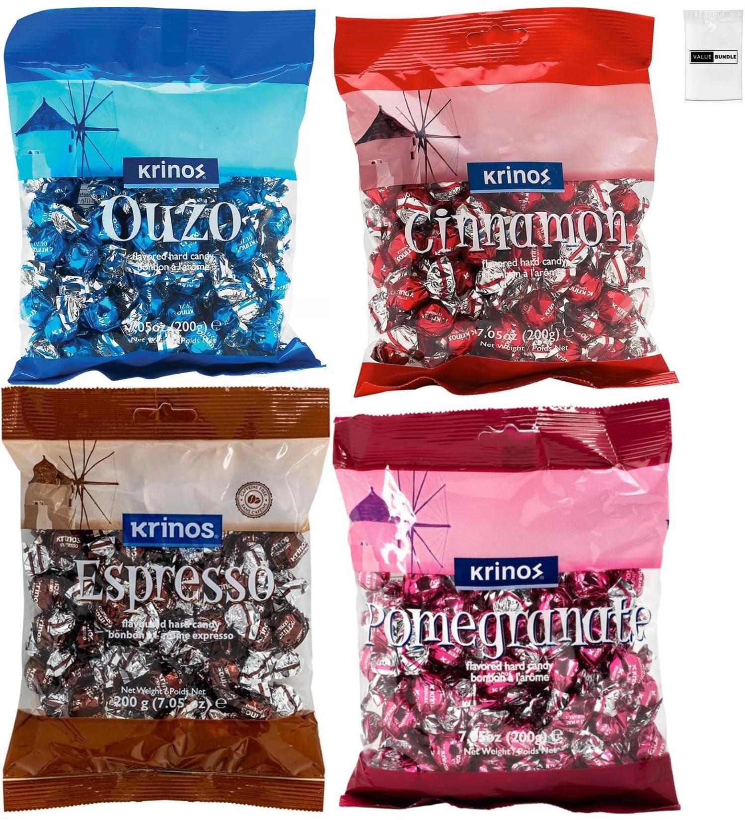 Value Bundle: KRINOS Candy - (OUZO CINNAMON ESPRESSO & POMEGRANATE) - Individually Wrapped Candy - Hard Candy - Black Licorice Candy - Cinnamon Candy - Coffee Candy - Fruit Candy Bags - Bonbon - Candies Variety Mix - Snacks for Adults - Custom Value Bundl - Buy Online on GoSupps.com