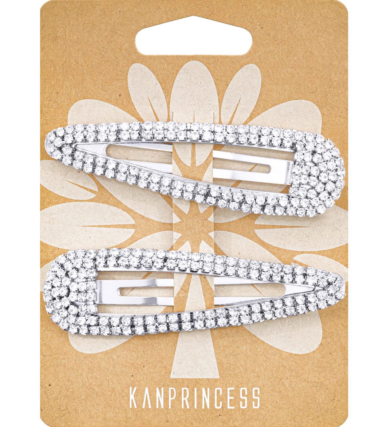 KANPRINCESS 3.1Inch Rhinestone Hair Clips Set - Silver Hair Barrettes for Women & Girls | Bridal & Prom Hair Accessories - Buy Online on GoSupps.com