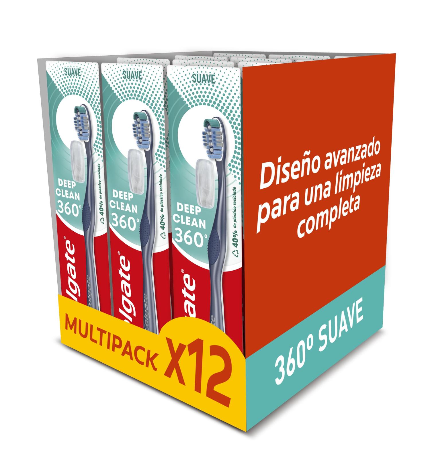 Colgate 360 Soft Toothbrush - 12 Pack with Cap | Effective Oral Bacteria Removal - International Shipping Available - Buy Online on GoSupps.com