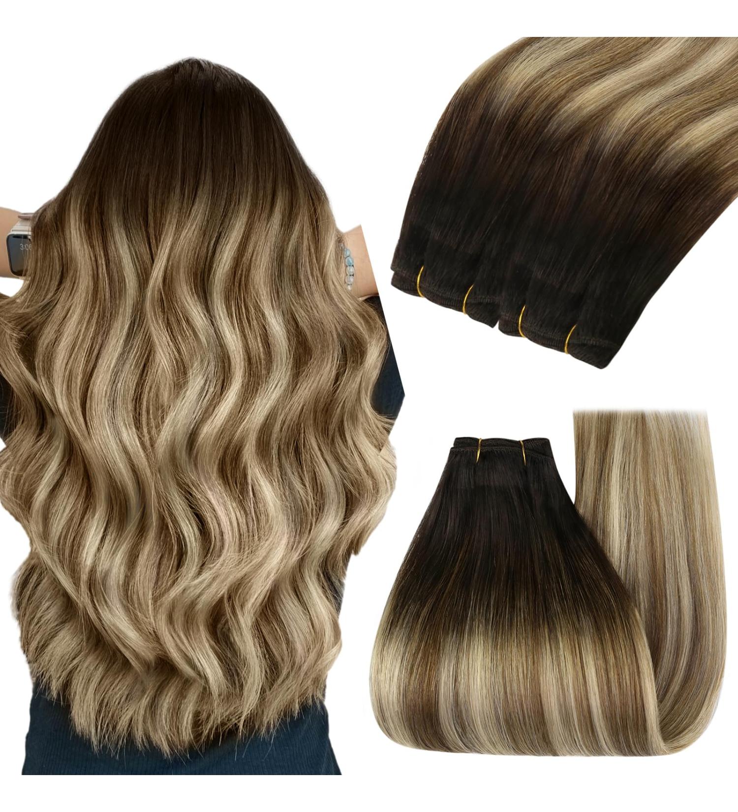 Youngsee Real Hair Balayage Extensions - 35cm Weft 100g #2/6/24 Brown & Blonde Treats for Perfect Hair - Buy Online on GoSupps.com