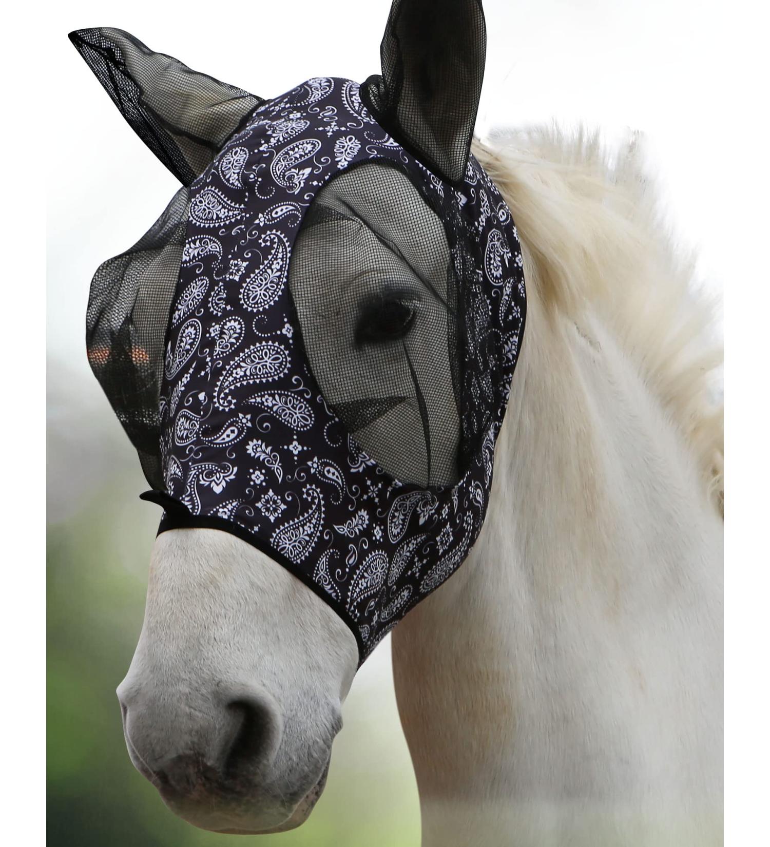 Harrison Howard Super Comfort Stretchy Fly Mask - Large Eye Space UV Protection Breathable - Black Cashw Fruit M - Buy Online on GoSupps.com