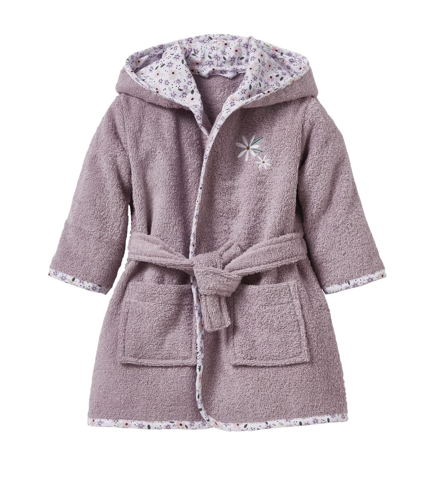 Buy Vertbaudet Girls Baby Bathrobe 'Flower Magic' Oeko-Tex 74 in Purple - Soft & Stylish Baby Robes for International Shipping - Buy Online on GoSupps.com
