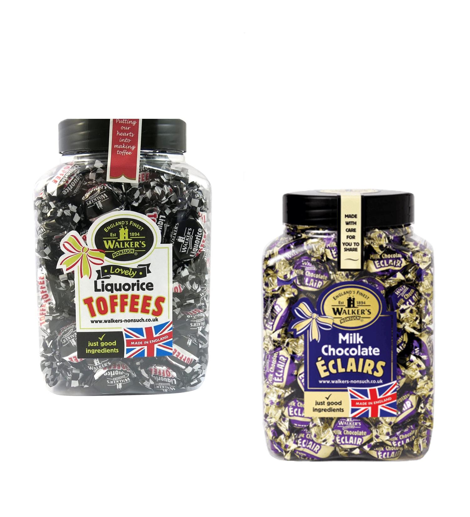 Ellies Jellies Walkers Choc Eclairs and Liquorice Toffee Jar Bundle x1
