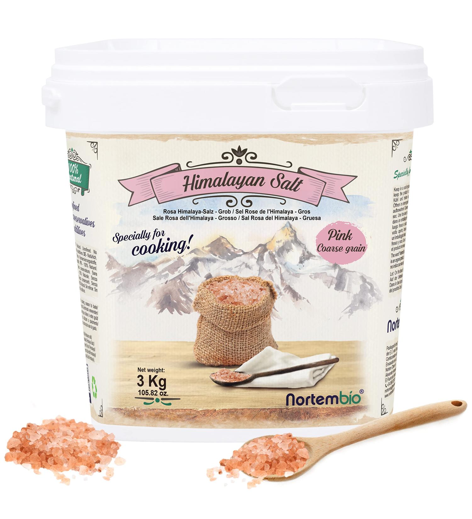 Nortembio Himalayan Pink Salt 3 Kg. Coarse (2-5 mm). 100% Natural Gourmet Salt. Rich in Minerals. Healthy Cooking. Unrefined. No Preservatives. Hand Extracted. From Punjab Pakistan. - Buy Online on GoSupps.com