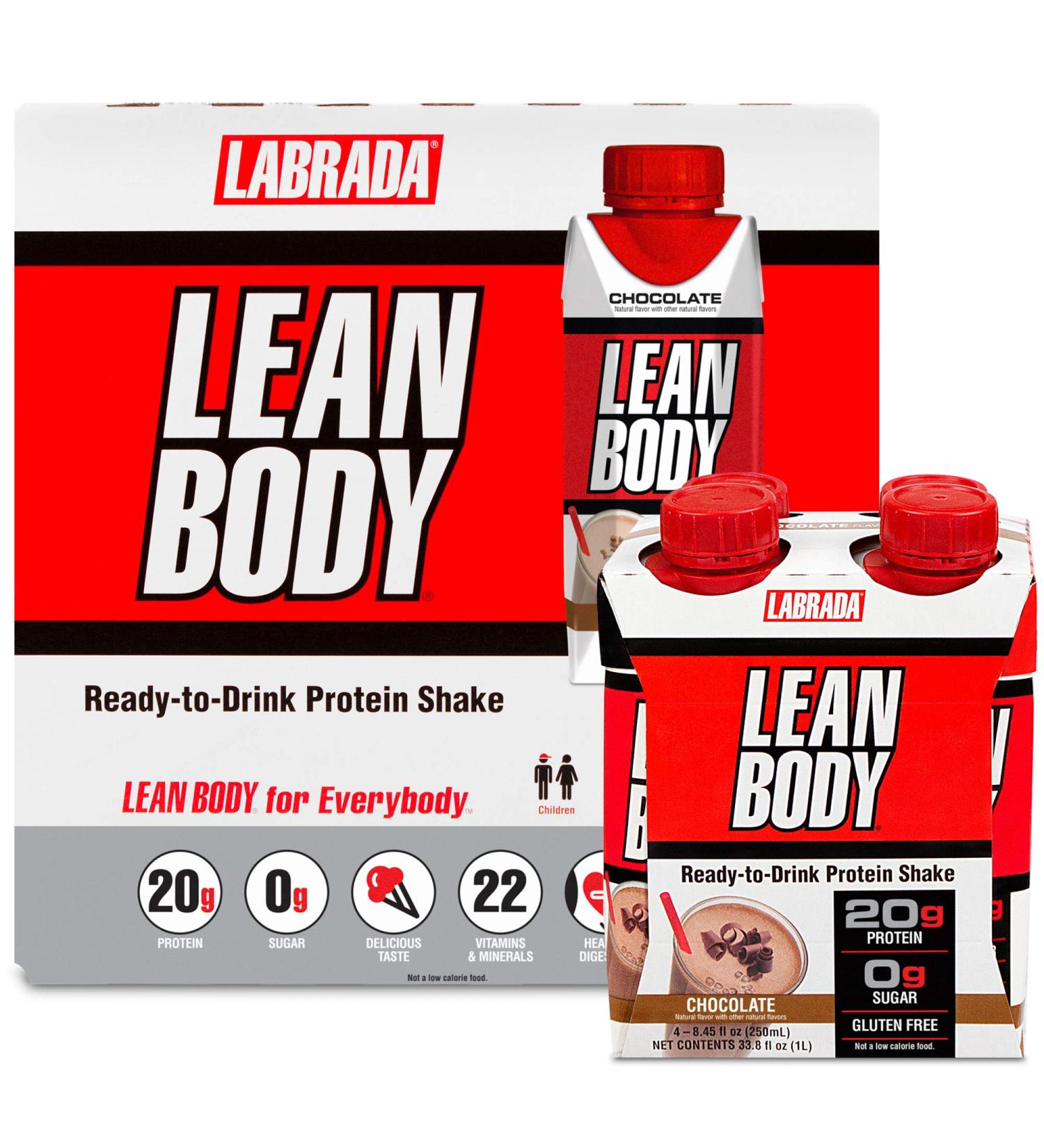 Labrada Nutrition Lean Body RTD Whey Protein Shake - 20g Protein, Zero Sugar, Chocolate (Pack of 16) - Buy Online on GoSupps.com