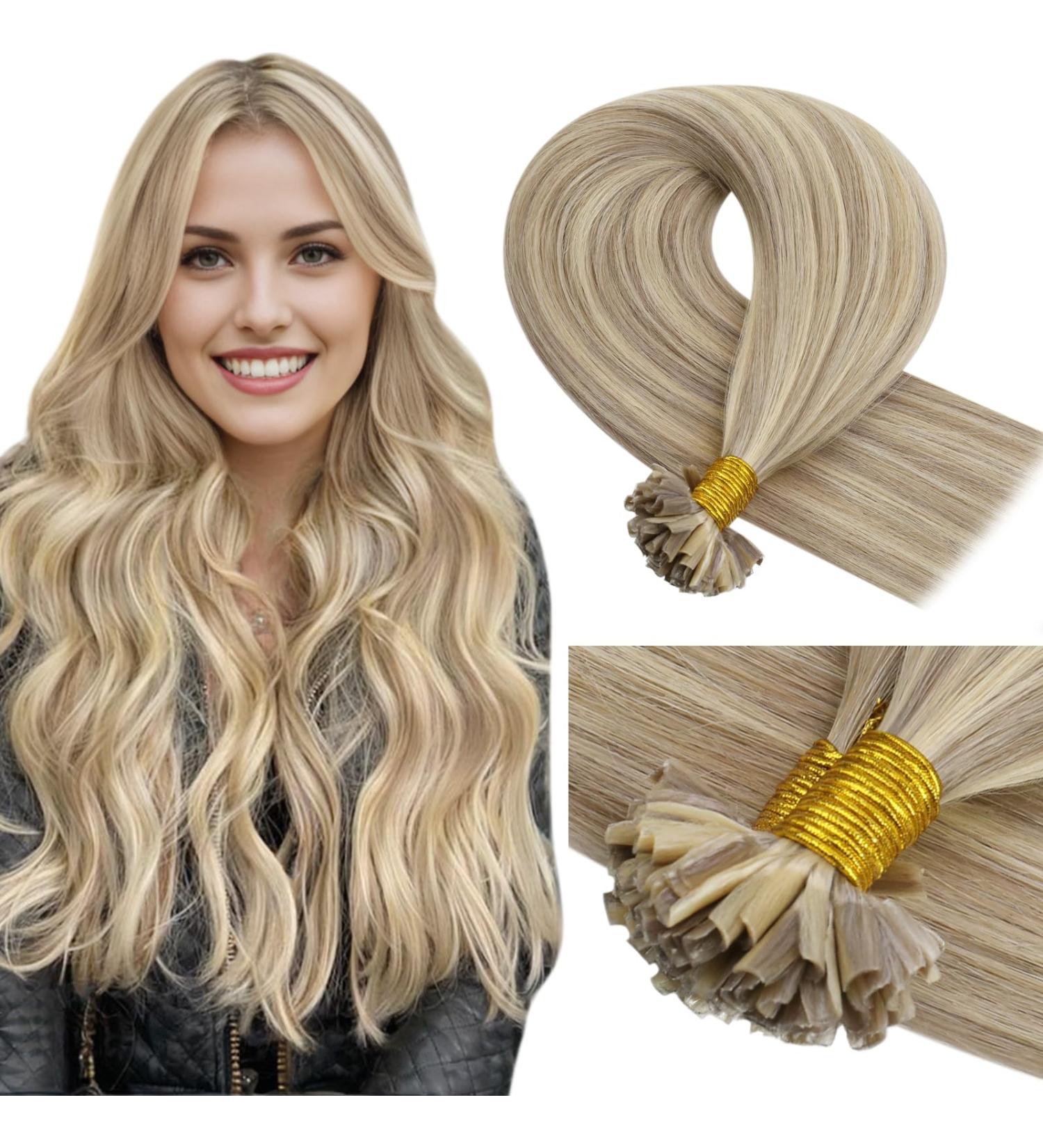 Buy Laavoo Keratin Bonding Extensions | Real Hair U-Tip Gold Blonde Highlights | #16/22 45cm | International Shipping Available - Buy Online on GoSupps.com
