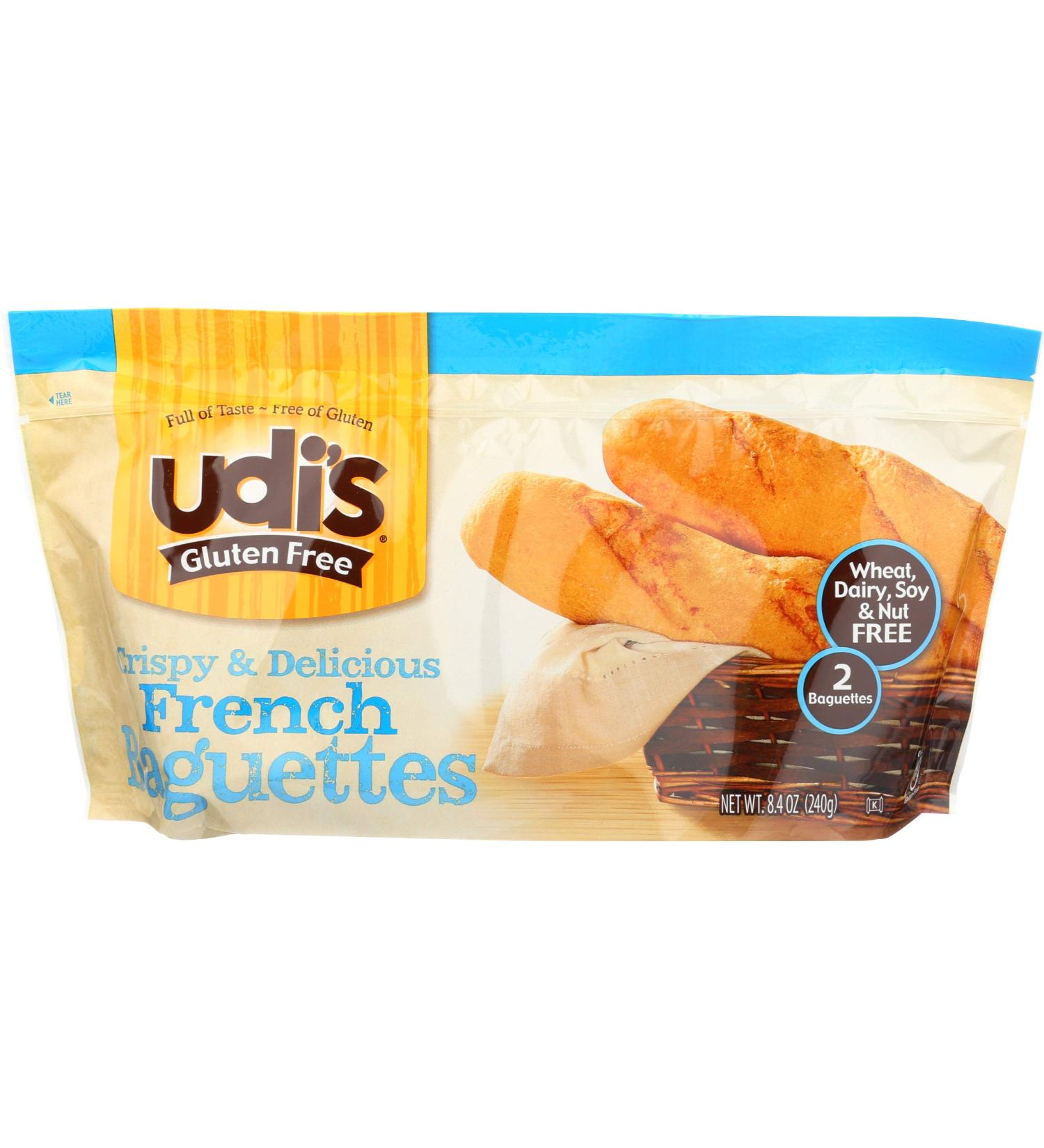 Udis Gluten Free Foods Baguette French 2 Count 8.4 Ounce - Buy Online on GoSupps.com