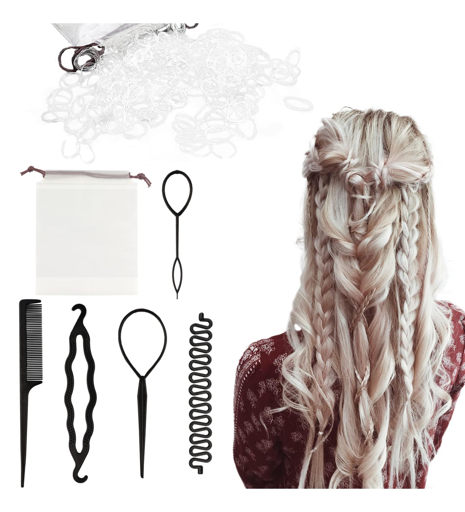 1000pcs Clear Elastic Hair Ties & Braiding Tool Set for Kids - Soft Rubber Bands for Braids - Buy Online on GoSupps.com