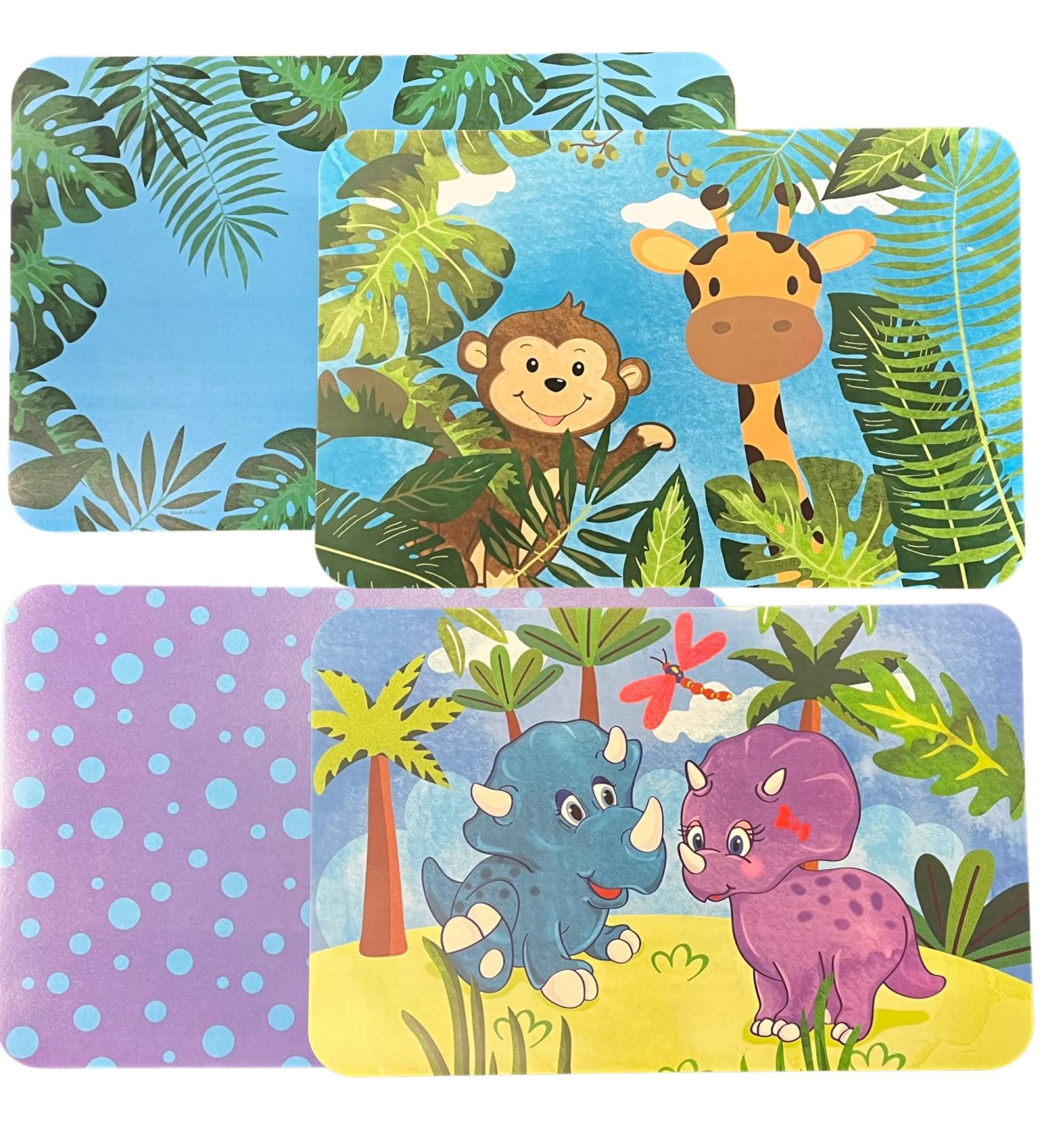 CounterArt Dinosaurs & Jungle Reversible Plastic Placemat Set - 4 Pack - Made in USA - Buy Online on GoSupps.com