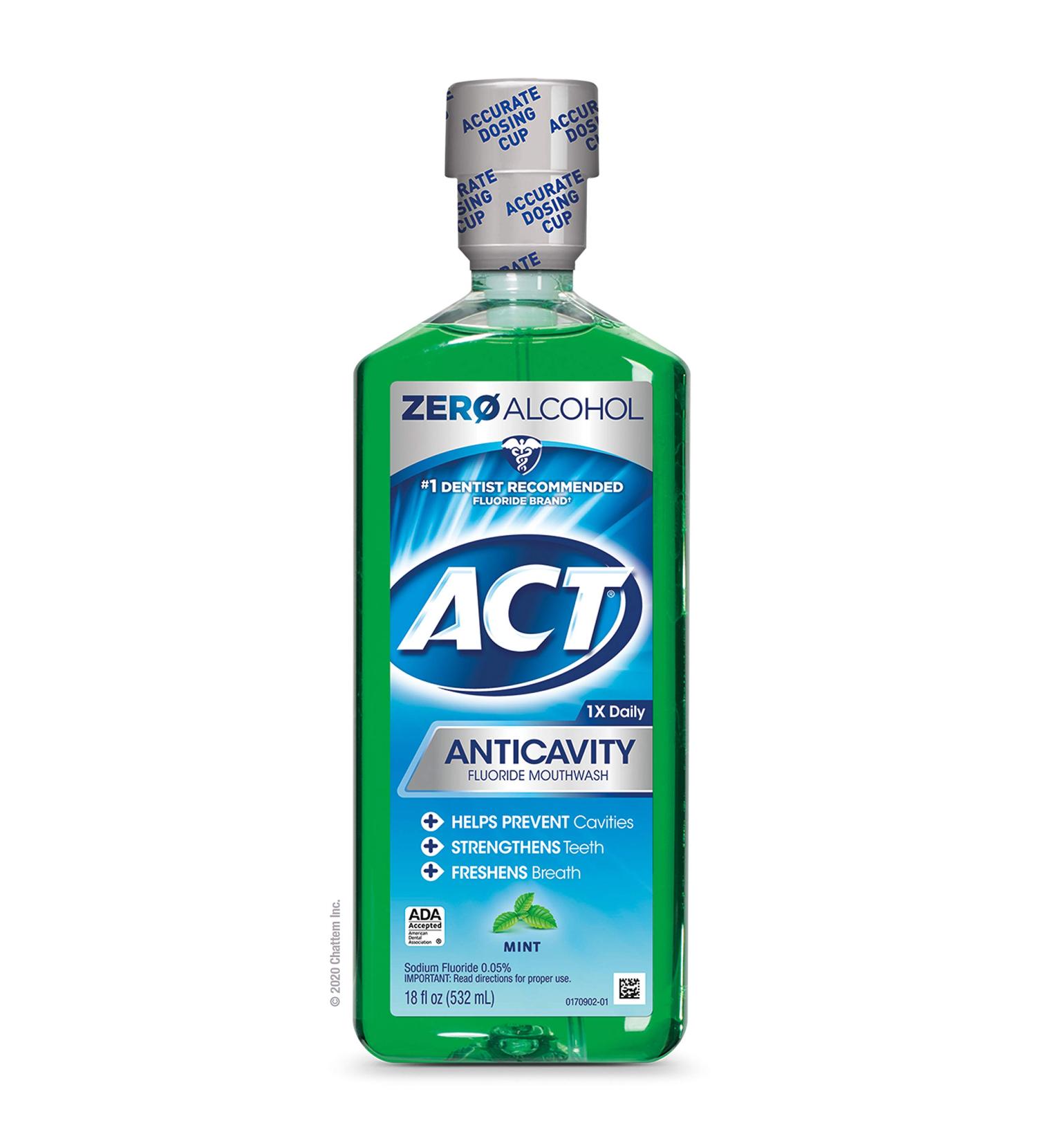 ACT Kids Pineapple Punch Fluoride Rinse 16.9 fl. oz. & ACT Mint Fluoride Mouthwash 18 fl. oz. Bundle with Accurate Dosing Cups - Buy Online on GoSupps.com