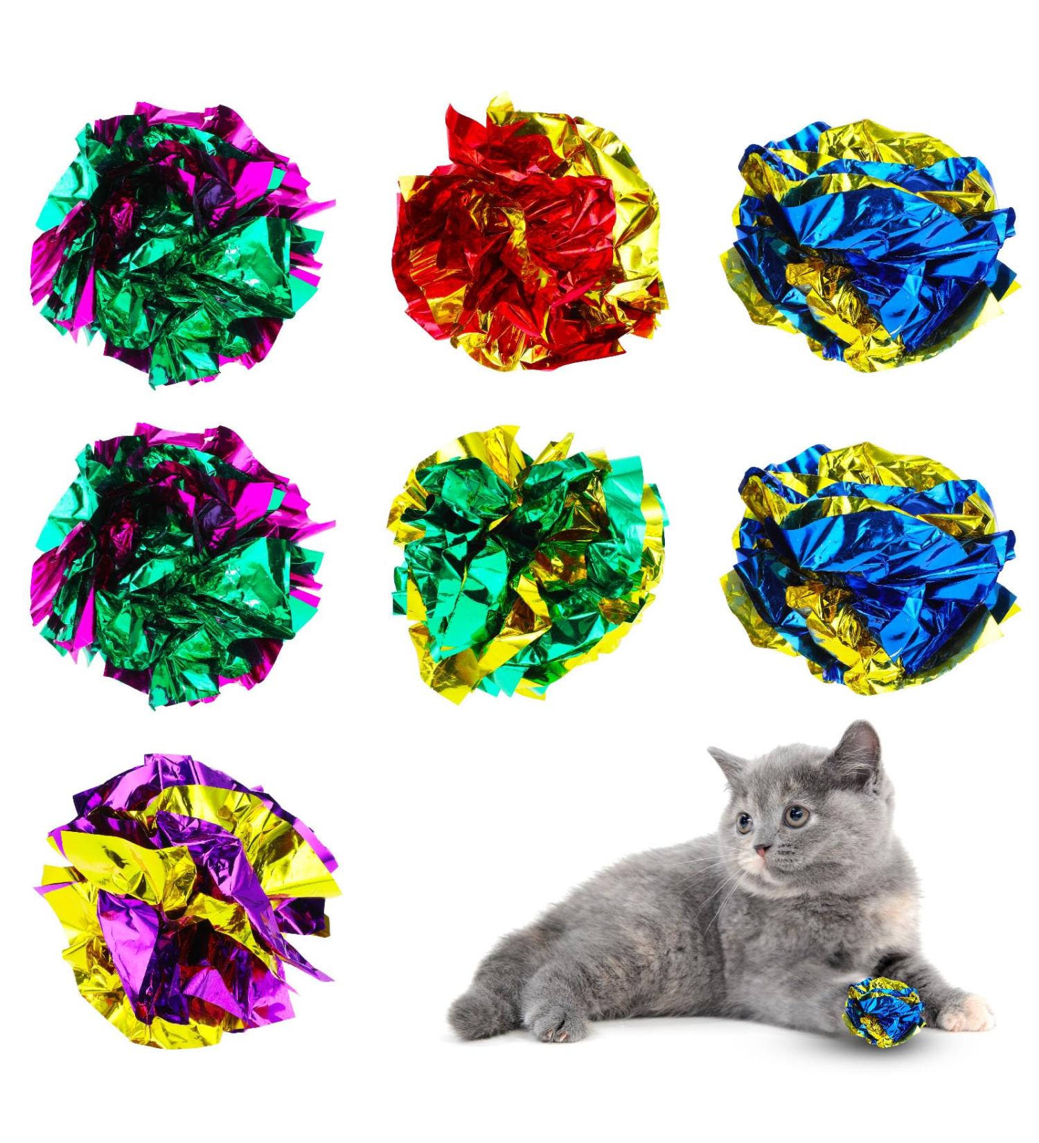 Prasacco 20 Colorful Crinkly Cat Toy Balls Interactive Noise Balls for Kittens | International Shipping - Buy Online on GoSupps.com
