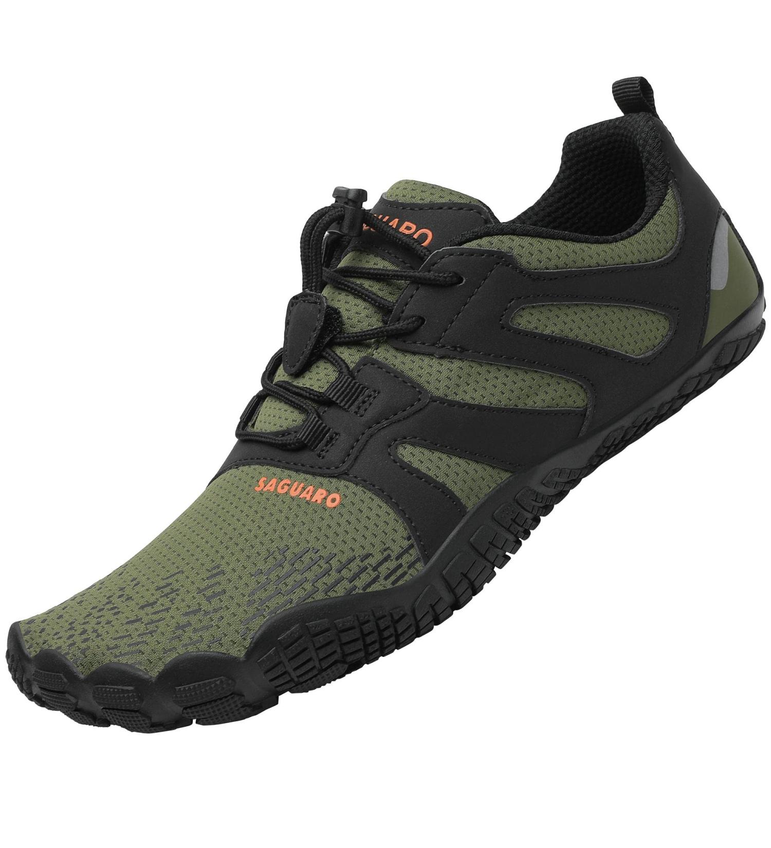 SAGUARO Men's Women's Barefoot Trail Running Shoes - Breathable Non-Slip Fitness Shoes in Army Green - Size 42 EU - Buy Online on GoSupps.com