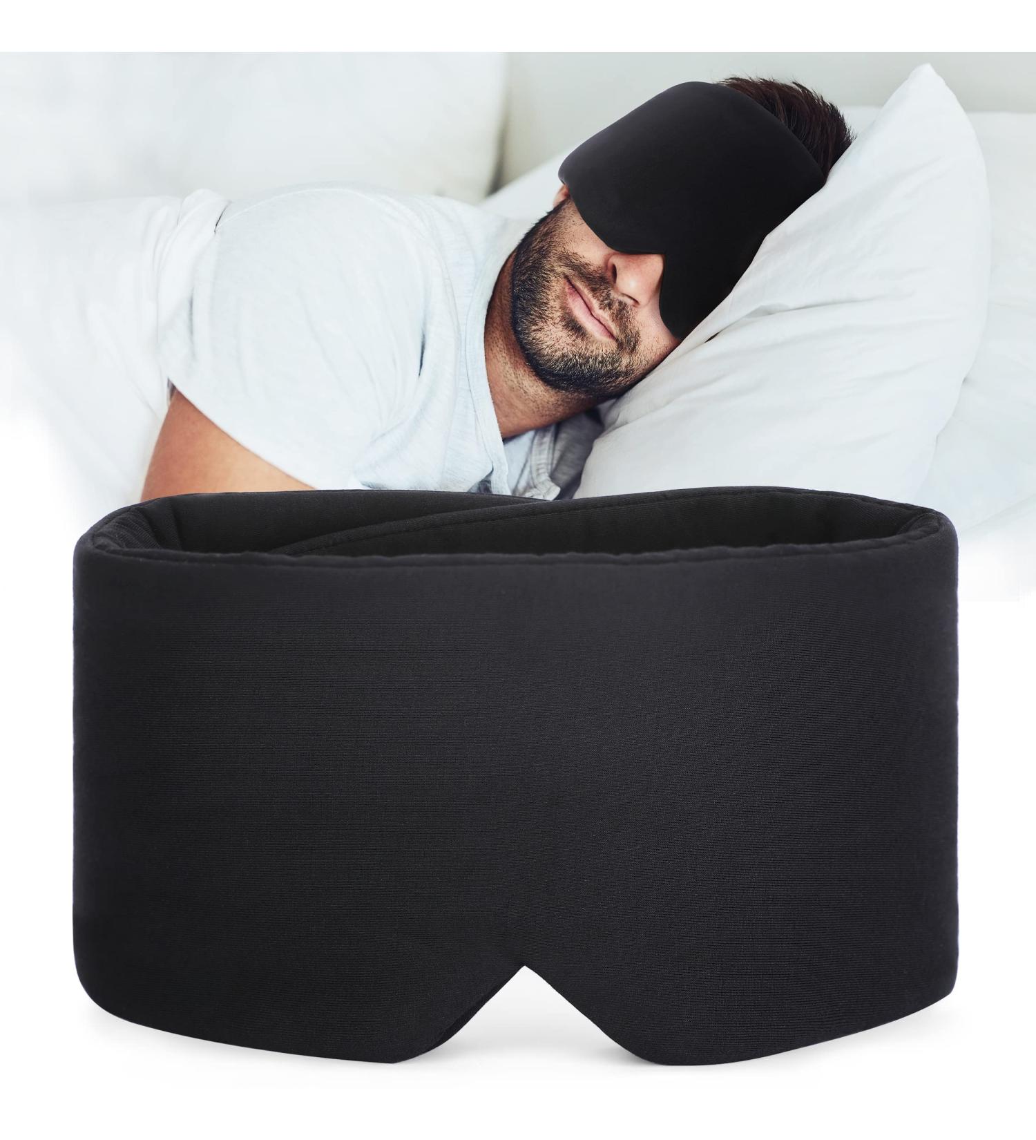 FRESHME Handmade Cotton Sleep Mask Blackout - Adjustable Soft Eye Cover for Women Men - Breathable Blindfold for Sleeping, Travel - Black - Buy Online on GoSupps.com