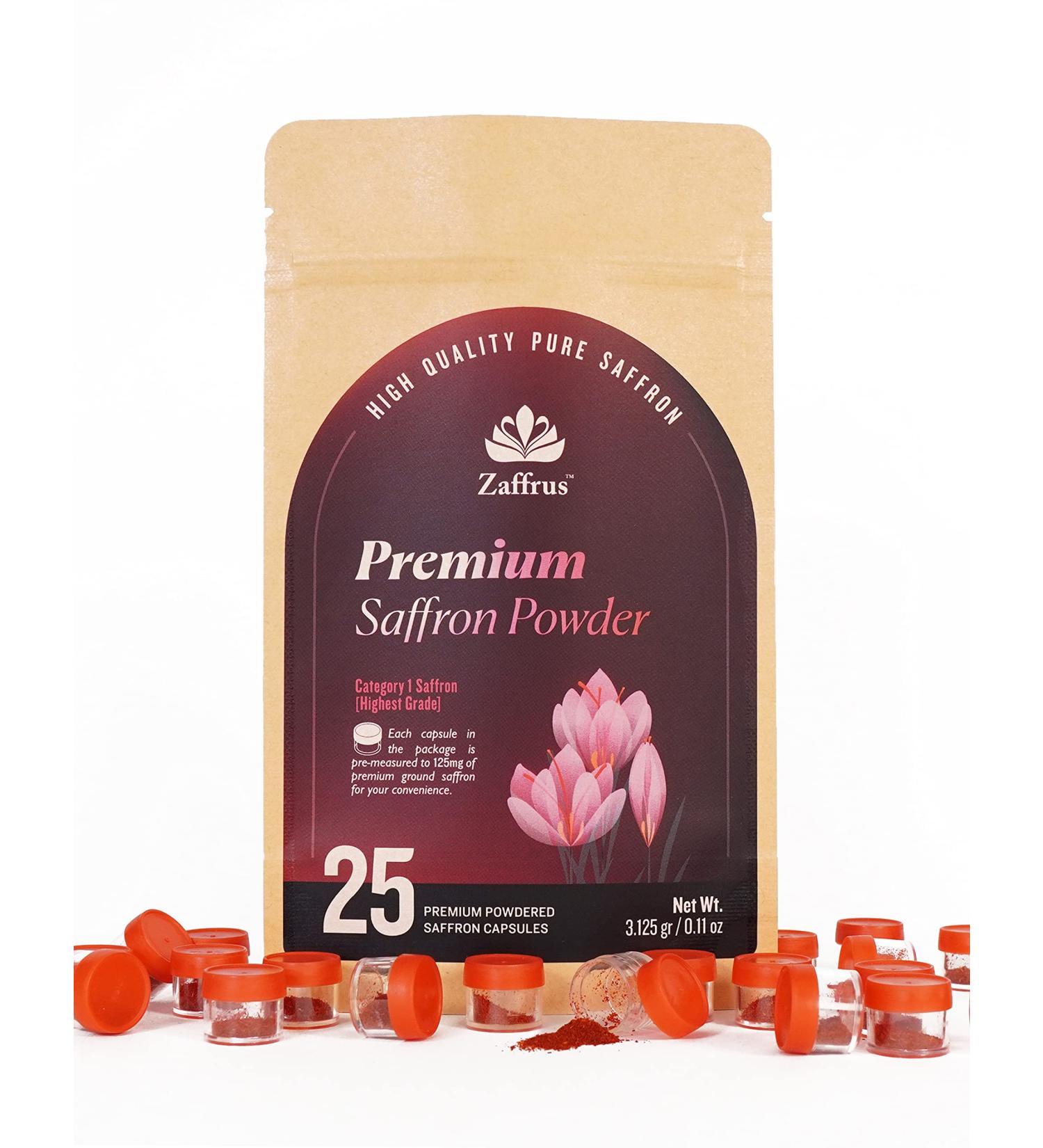Zaffrus Premium Saffron Powder for Cooking & Specialty Drinks - Pack of 25 (3.125g/.1102oz) - Buy Online on GoSupps.com