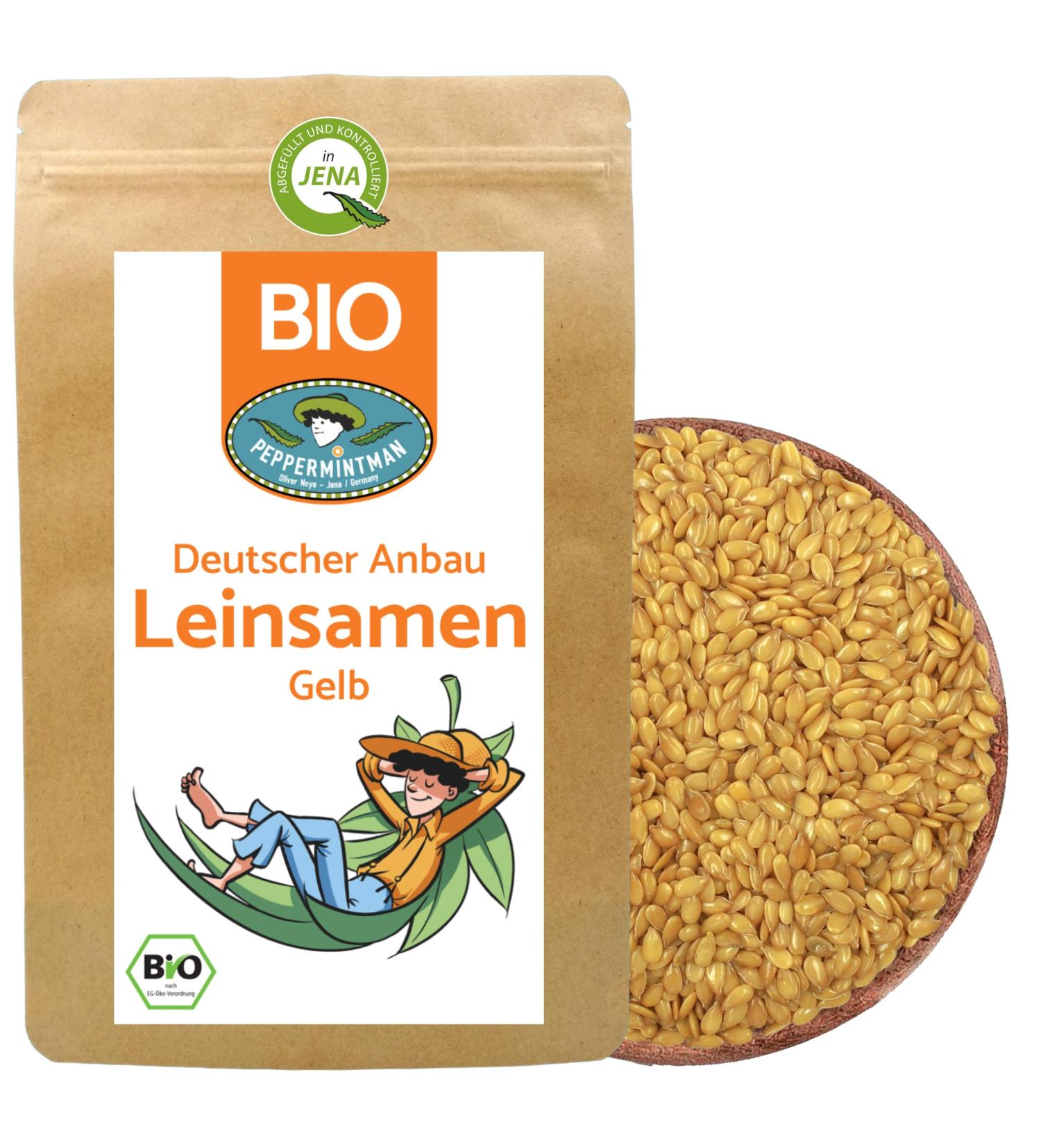  PEPPERMINTMAN Organic Golden Flax Seeds 500g - Whole Seeds - Golden Yellow Flax Seeds from German Culture - Peppermintman - Buy Online on GoSupps.com